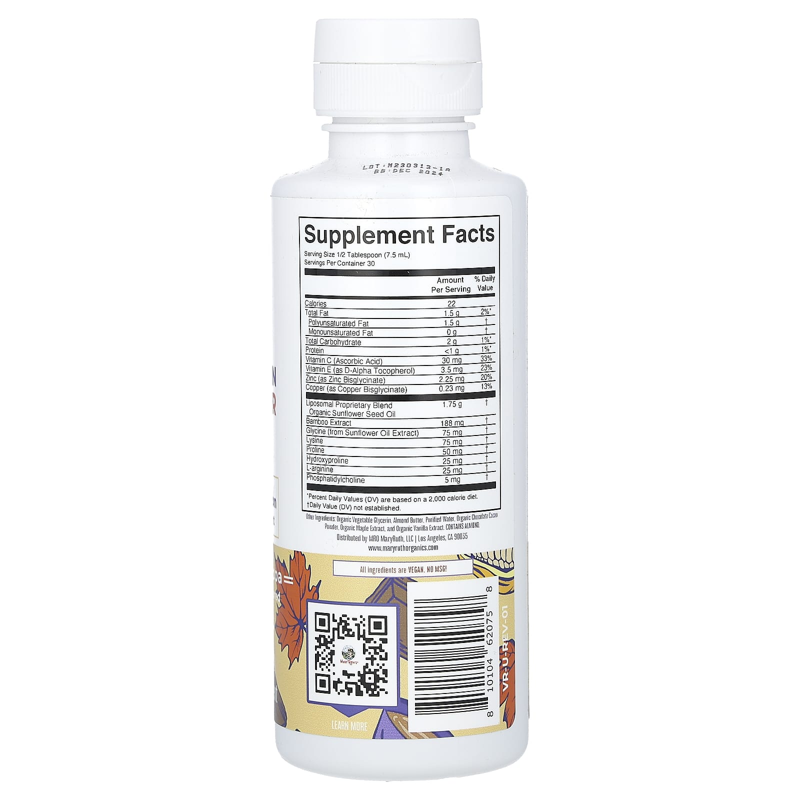 MaryRuth's, Vegan Collagen Booster Liposomal, Maple Hot Cocoa, 7.6 fl oz (225 ml) - Image 2