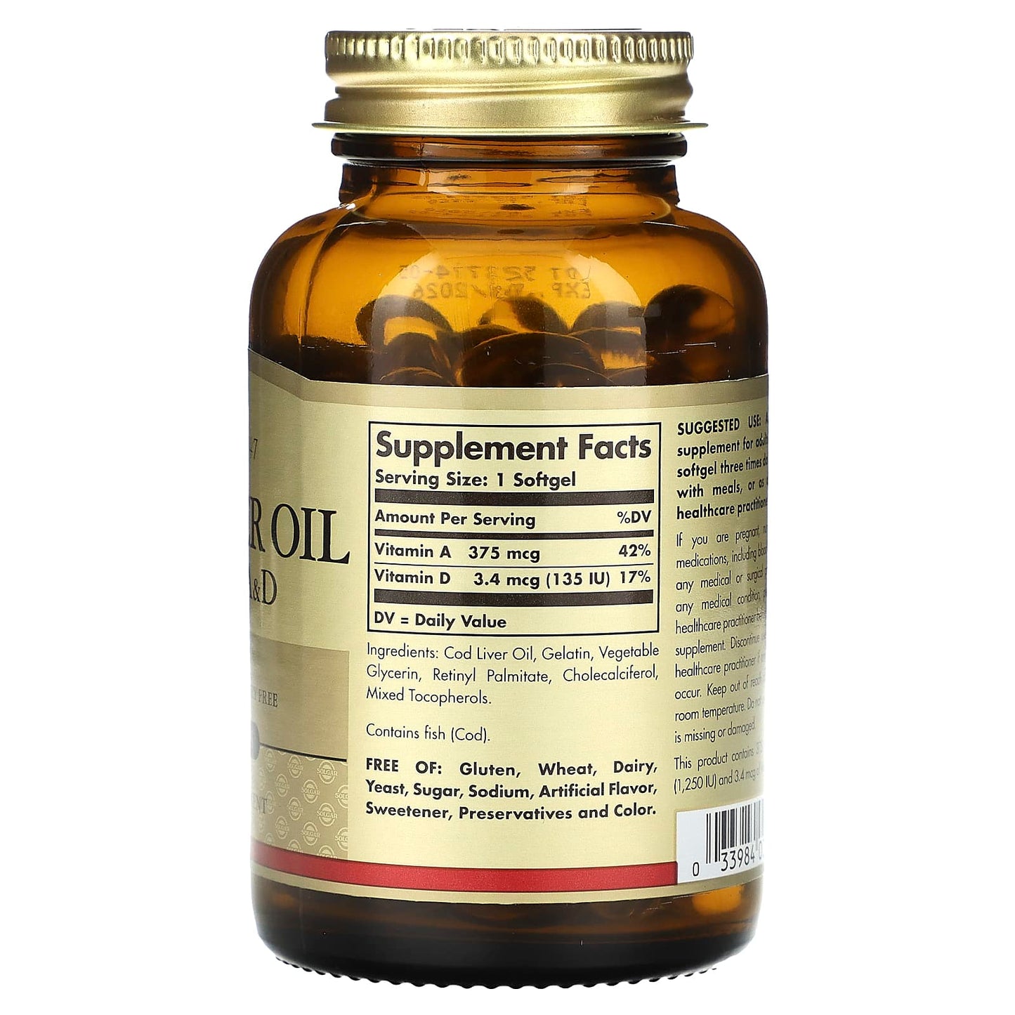 Solgar, Cod Liver Oil, 100 Softgels - Image 2