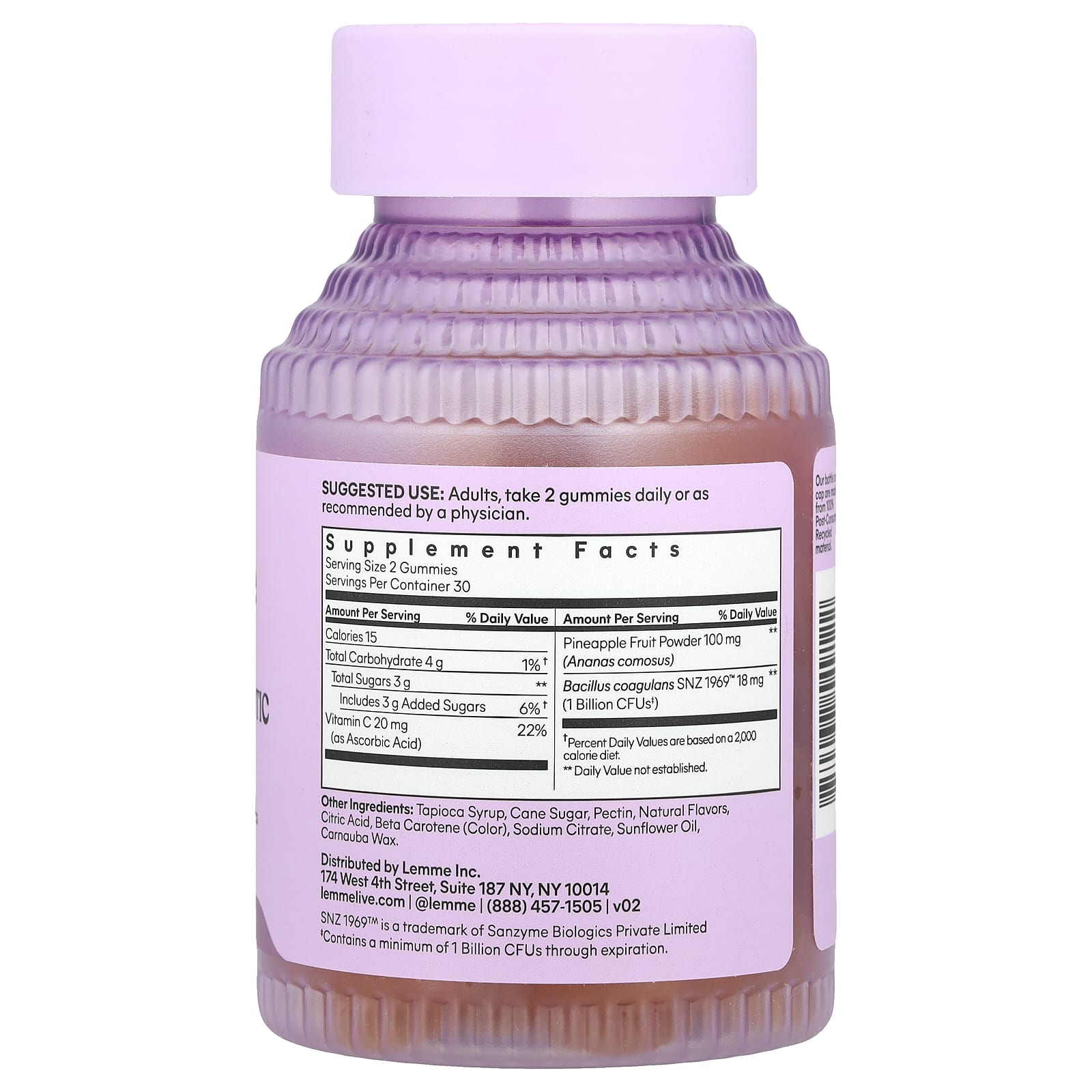 Lemme, Purr, Vaginal Probiotic Gummies, Pineapple, 60 Gummies - Image 2