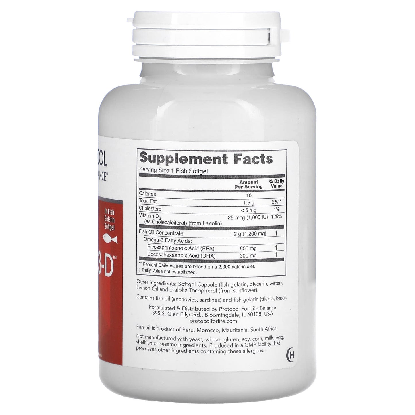 Protocol for Life Balance, Ultra Omega 3-D , 90 Fish Softgels - Image 2