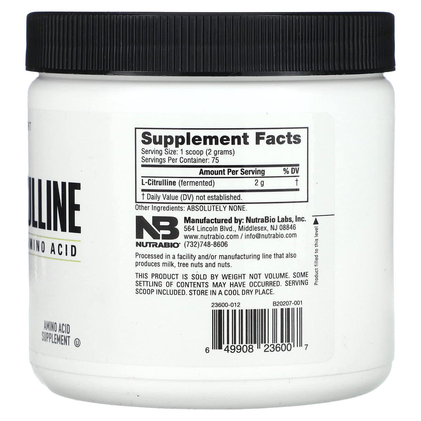 NutraBio, L-Citrulline, Free Form Amino Acid, 5.3 oz (150 g) - Image 2
