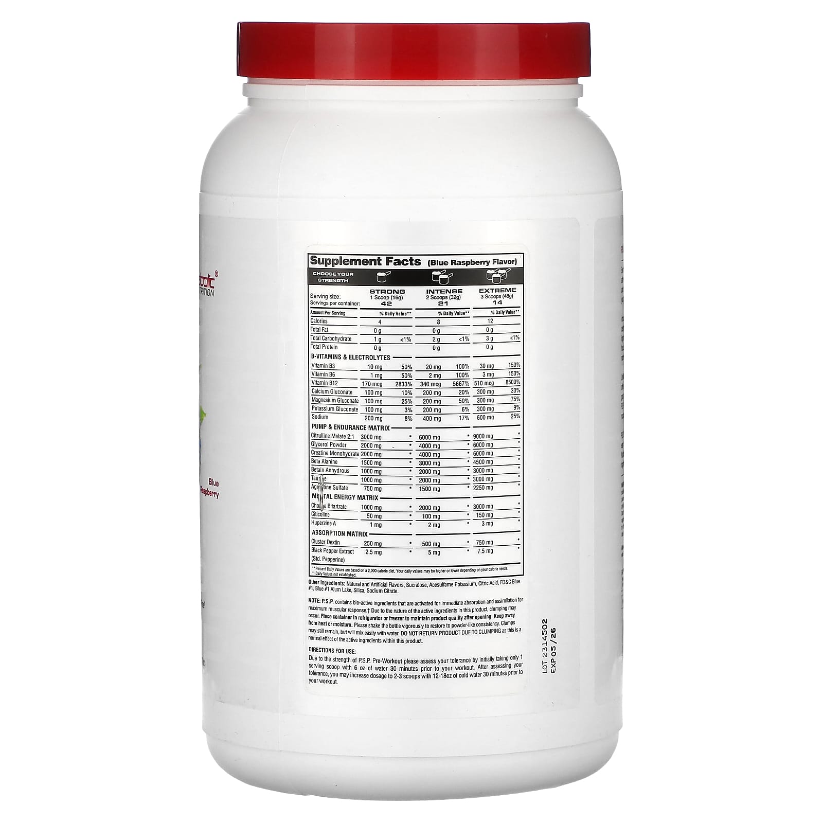 Metabolic Nutrition, P.S.P Pre-Workout, Blue Raspberry , 23.7 oz (672 g) - Image 2