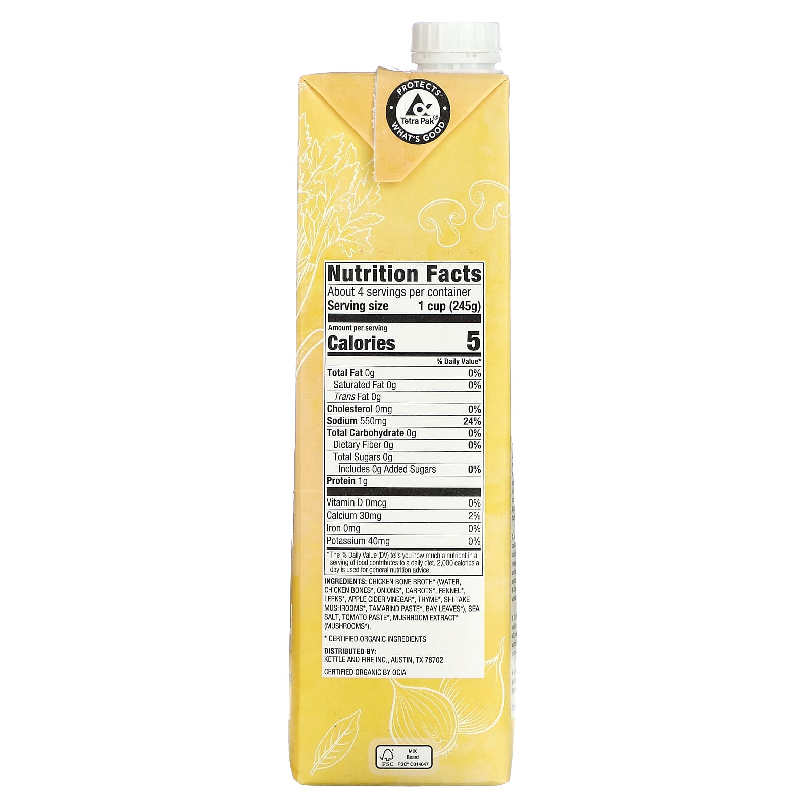 Kettle & Fire, Chicken Broth, 32 oz (907 g) - Image 2