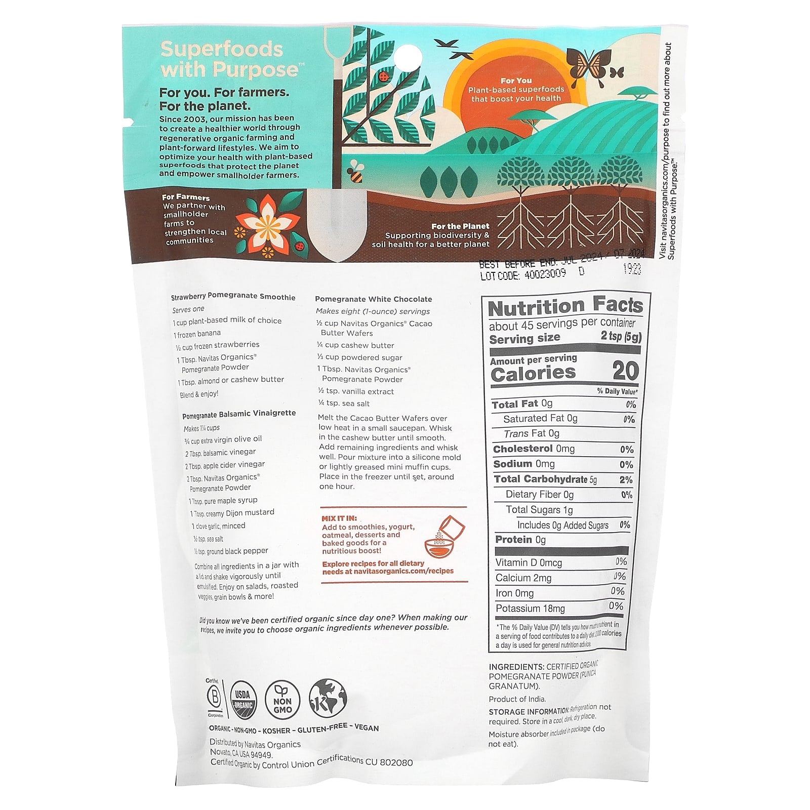 Navitas Organics, Organic Pomegranate Powder, 8 oz (227 g) - Image 2