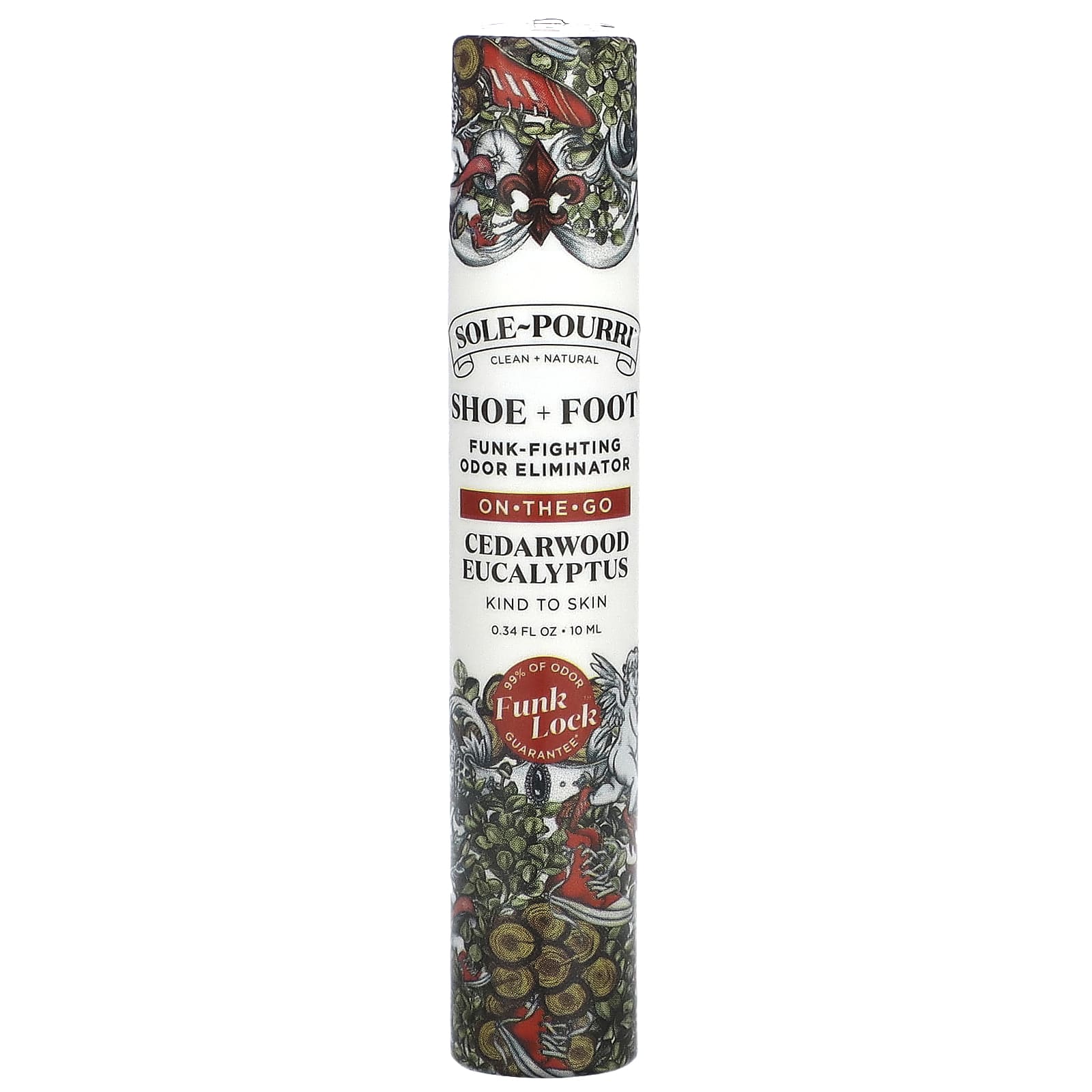 Poo-Pourri, Sole-Pourri™  Shoe+ Foot, Funk-Fighting Odor Eliminator, Cedarwood Eucalyptus, 0.34 fl (10 ml) - Image 1