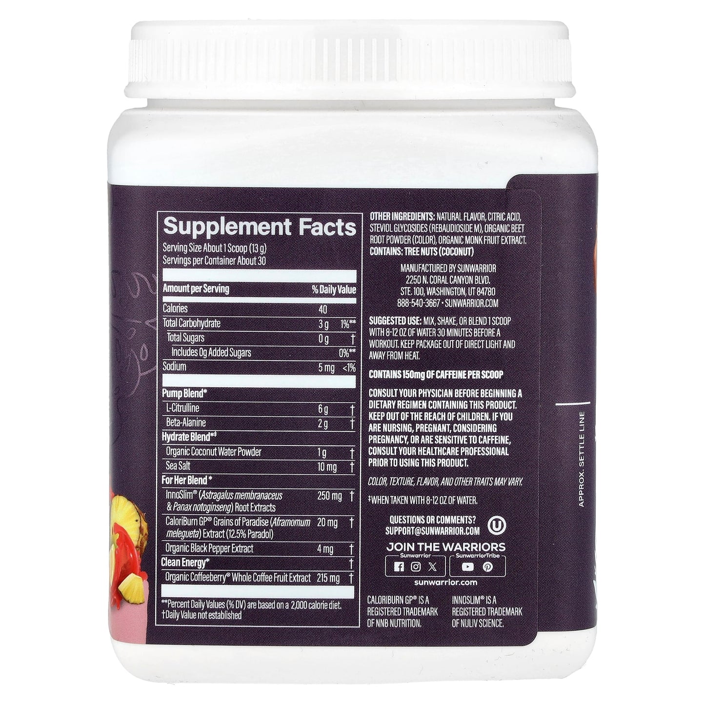 Sunwarrior, Sport, Active Pre-Workout For Her, Hawaiian Vibes, 13.4 oz (380 g) - Image 2
