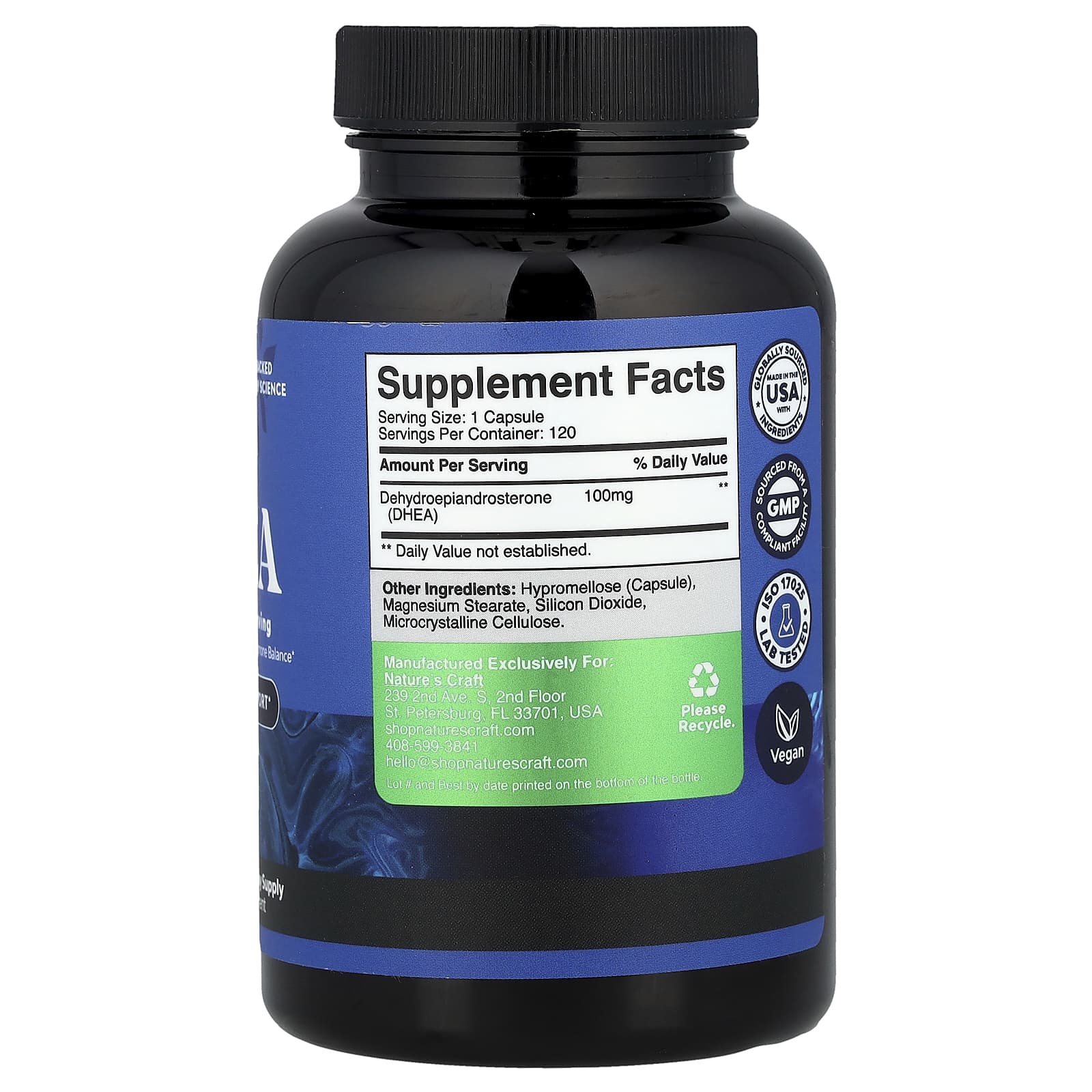 Nature's Craft, DHEA, 100 mg, 120 Capsules - Image 2