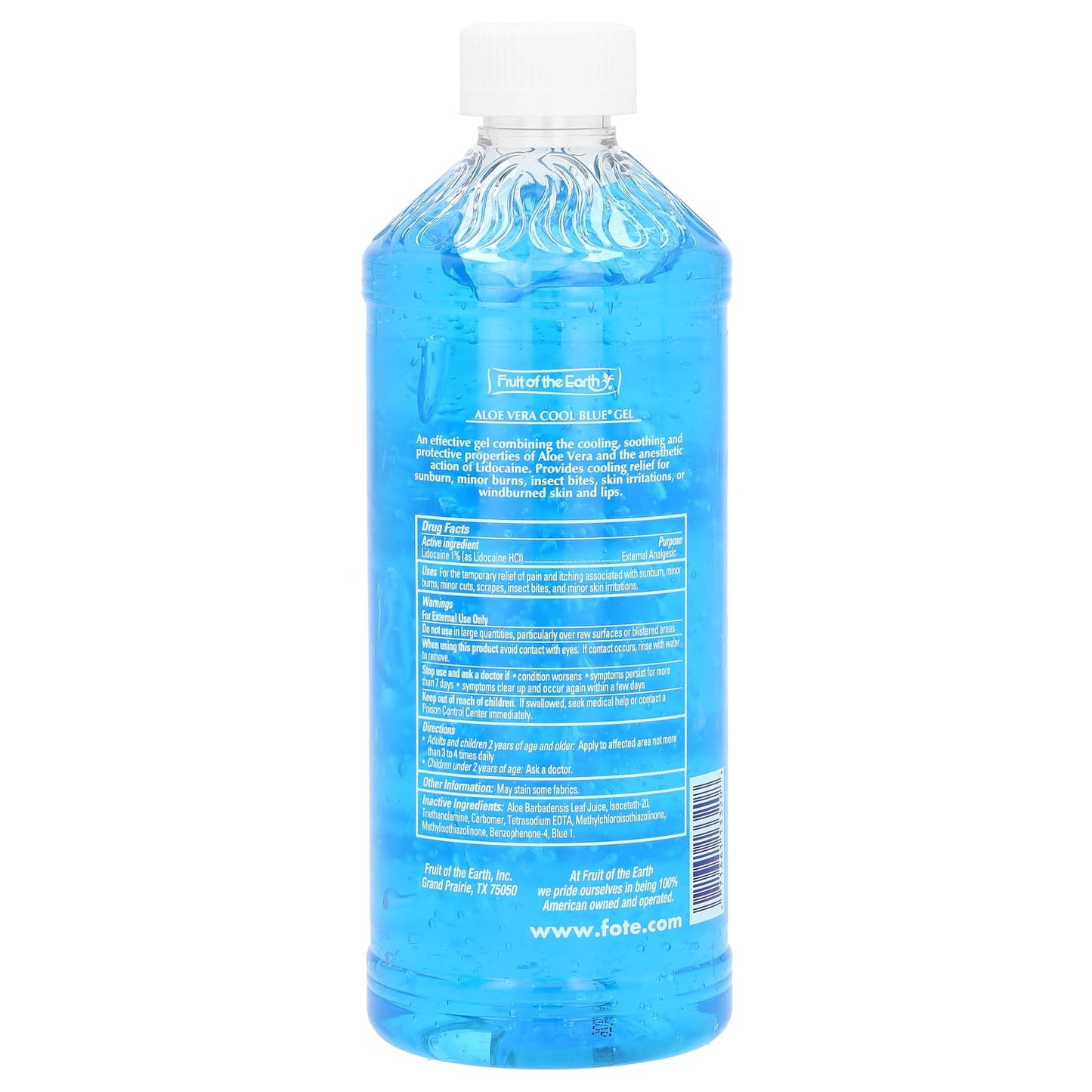 Aloe Vera Cool Blue Gel for Pain Relief & Skin Irritations by Fruit of the Earth, 20oz - Image 2