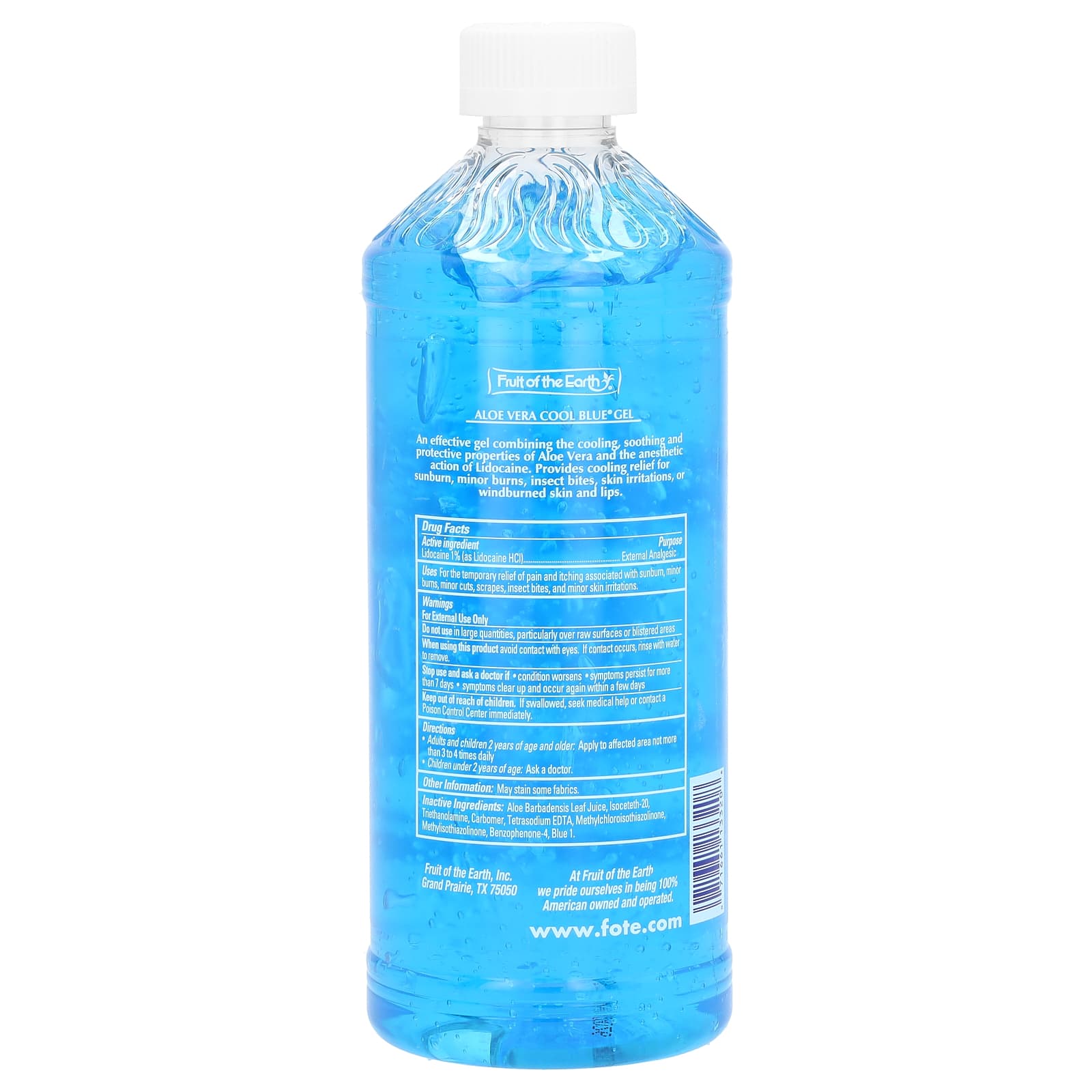 Aloe Vera Cool Blue Gel for Pain Relief & Skin Irritations by Fruit of the Earth, 20oz - Image 2