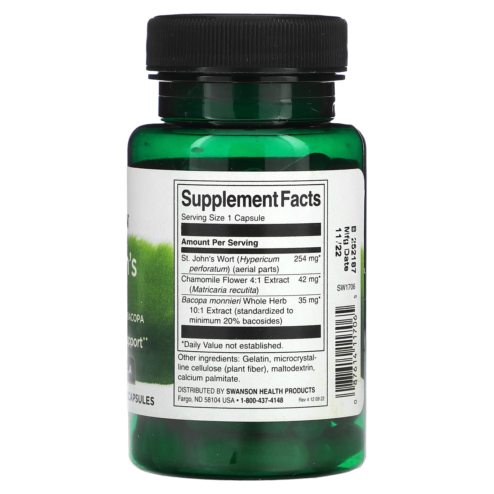 Swanson, St. John's Wort with Chamomile and Bacopa, 60 Capsules - Image 2