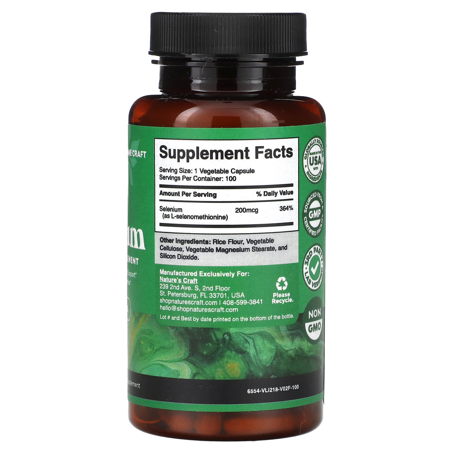 Nature's Craft, Selenium, 200 mcg, 100 Vegetable Capsules - Image 2