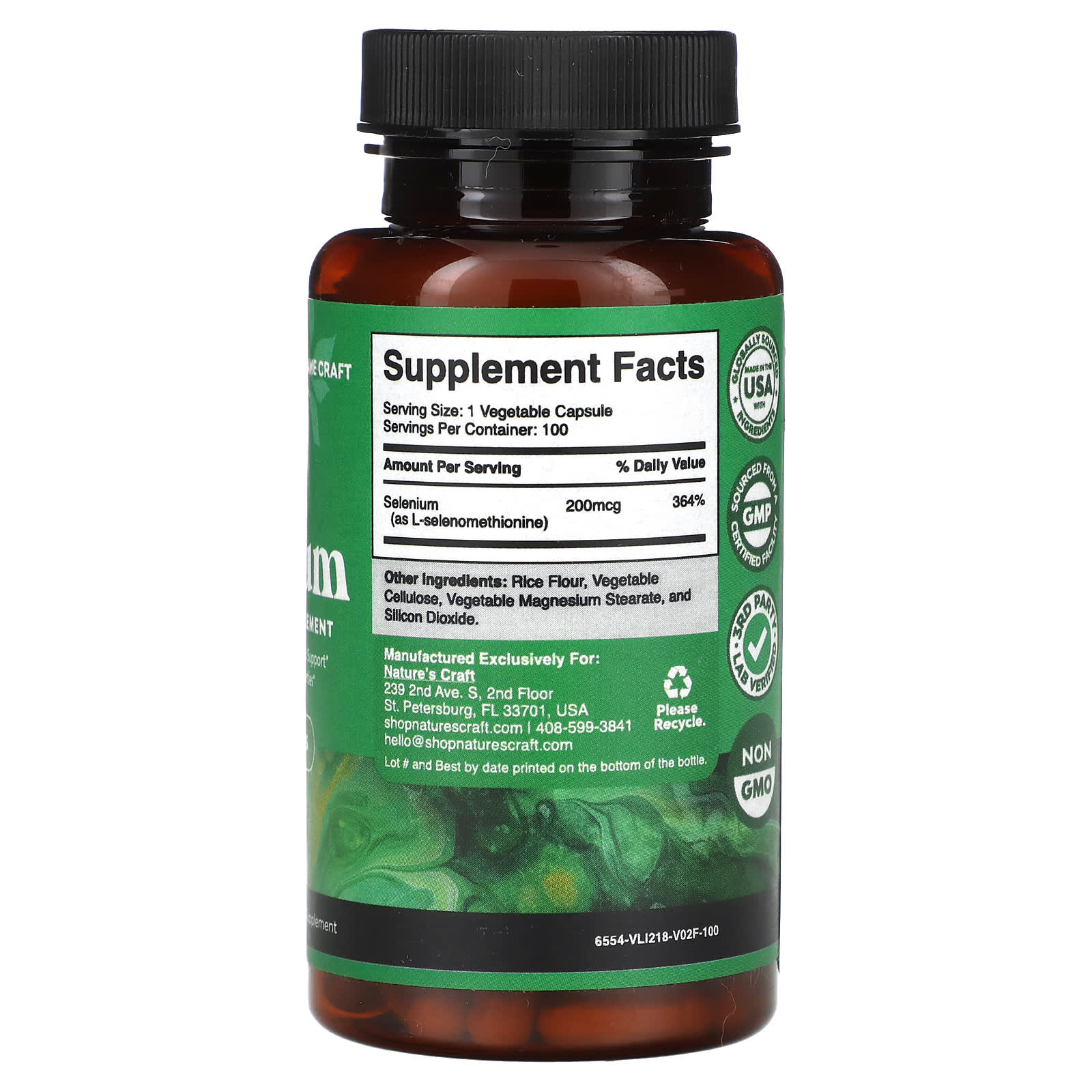 Nature's Craft, Selenium, 200 mcg, 100 Vegetable Capsules - Image 2