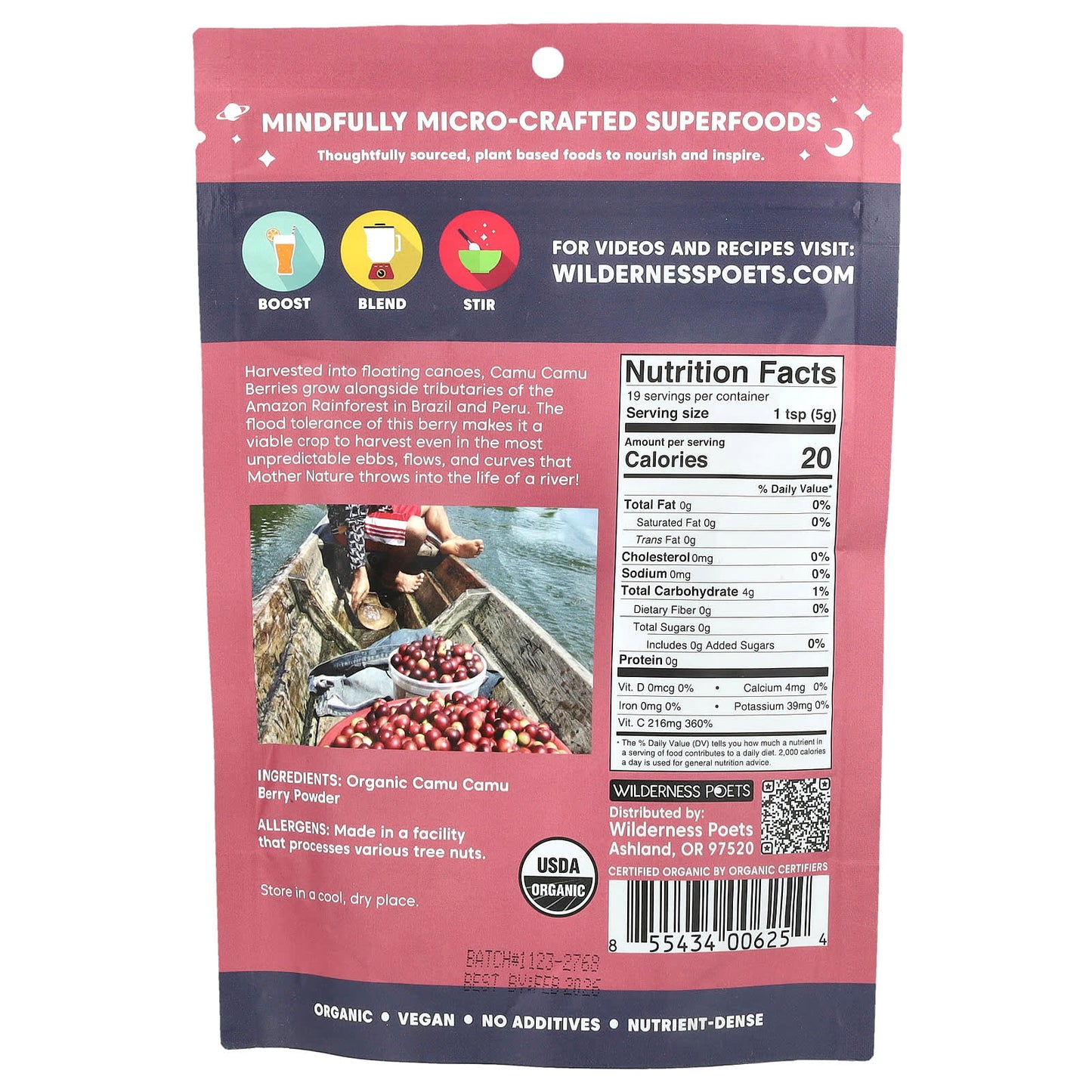 Wilderness Poets, Organic Camu Camu Berry Powder, 3.5 oz (99 g) - Image 2