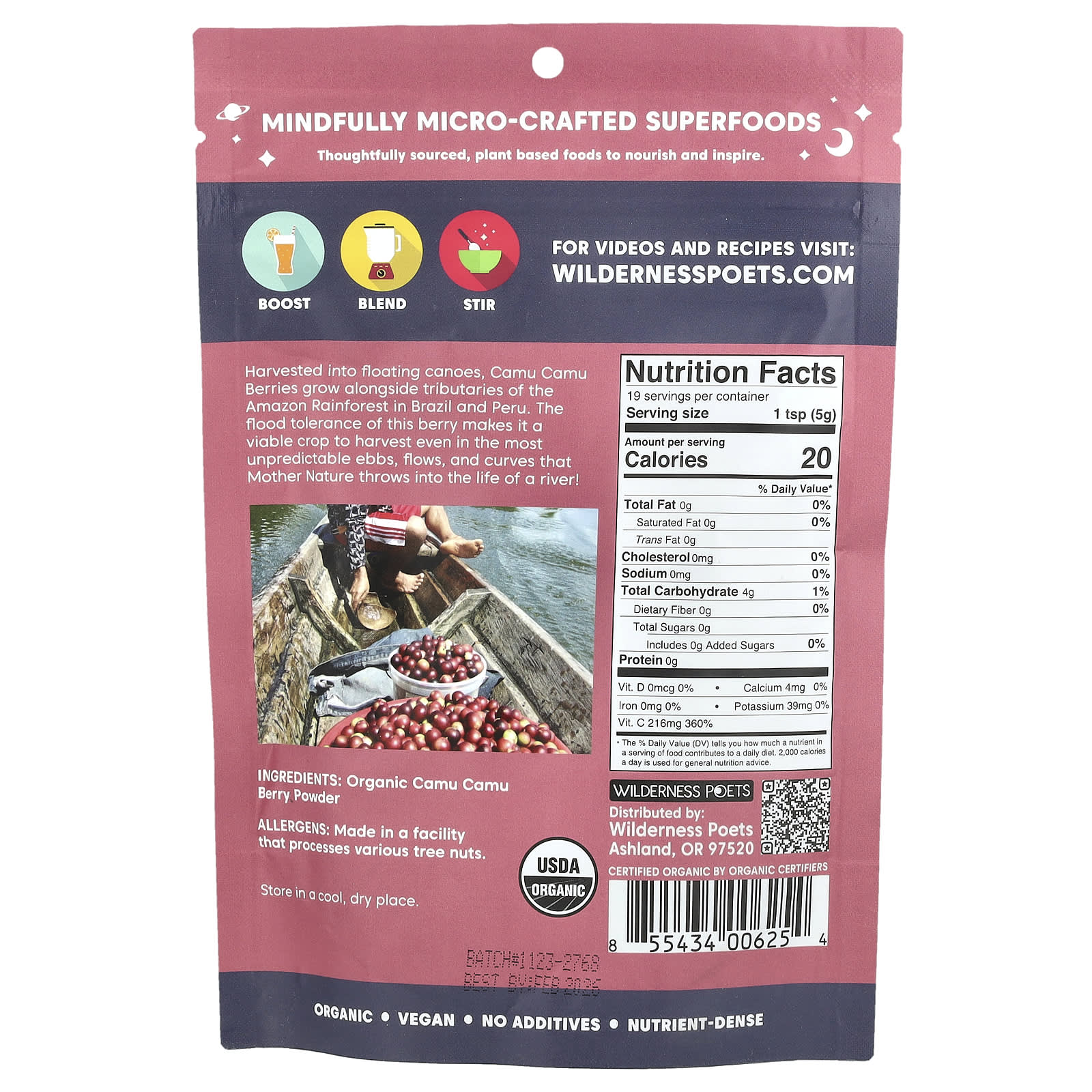 Wilderness Poets, Organic Camu Camu Berry Powder, 3.5 oz (99 g) - Image 2