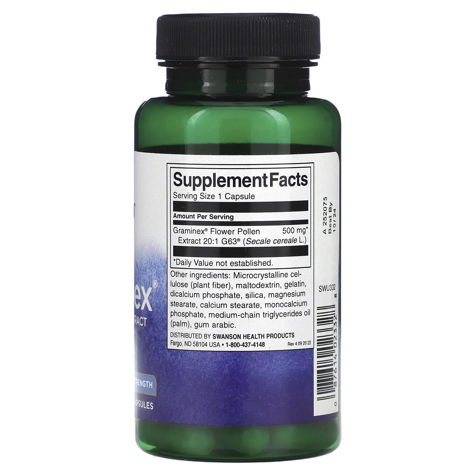Swanson, Graminex Flower Pollen Extract, Maximum Strength, 500 mg, 60 Capsules - Image 2
