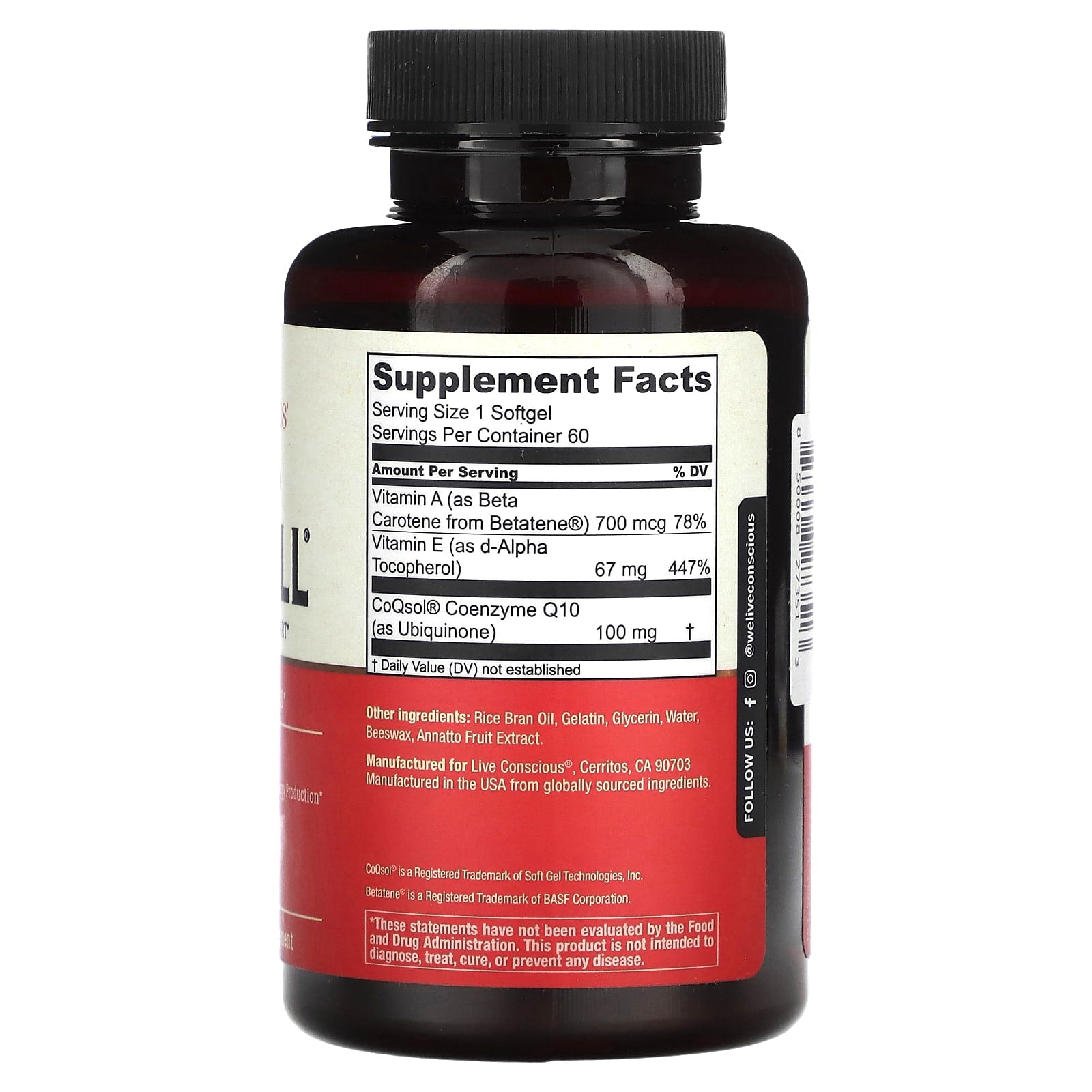 Live Conscious, CoQWell, 60 Softgels - Image 2