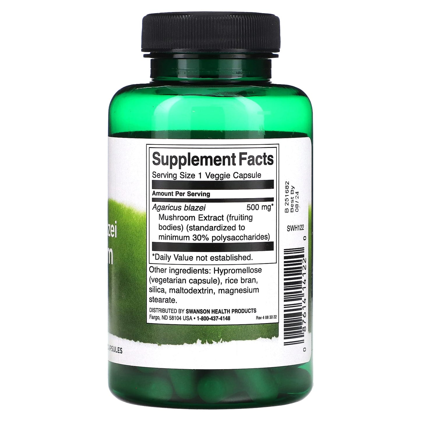 Swanson, Agaricus Blazei Mushroom Extract, 500 mg, 90 Veggie Caps - Image 2