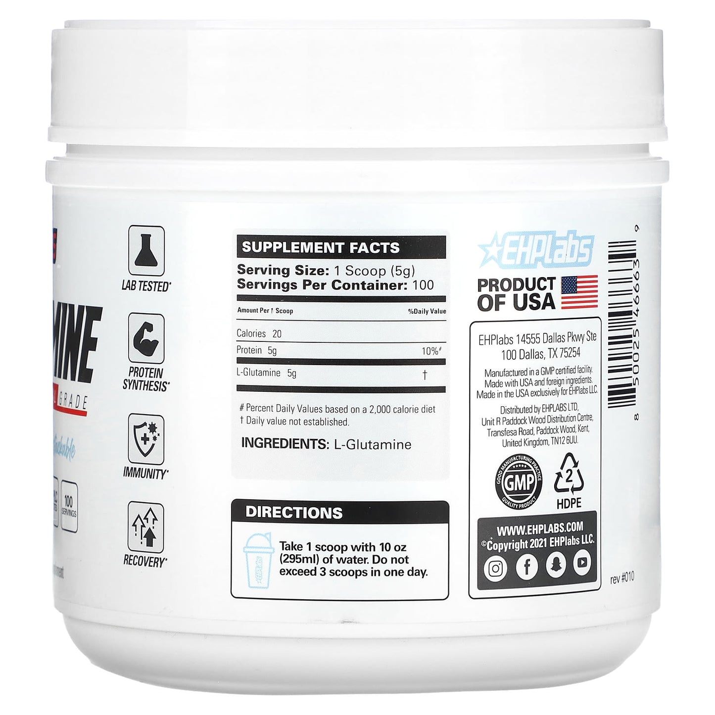EHPlabs Glutamine Supplement for Muscle Recovery & Growth - Image 2