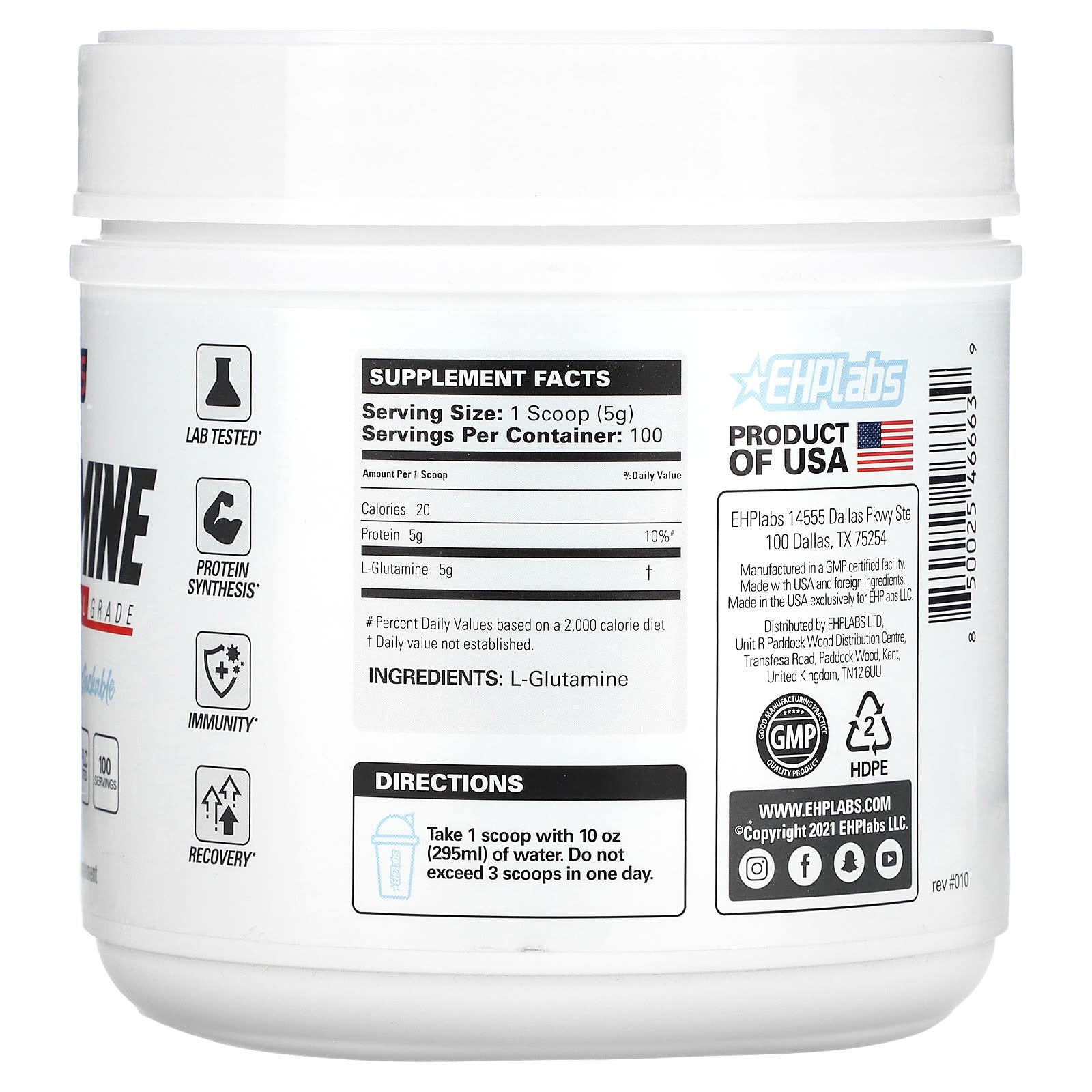 EHPlabs Glutamine Supplement for Muscle Recovery & Growth - Image 2