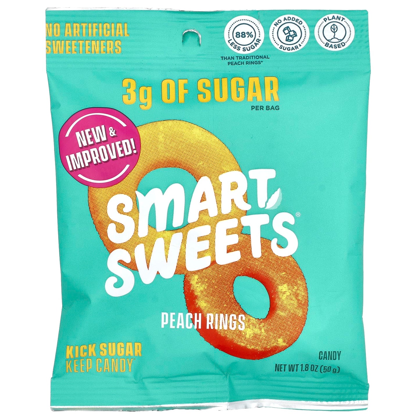 SmartSweets, Peach Rings, 1.8 oz (50 g) - Image 1