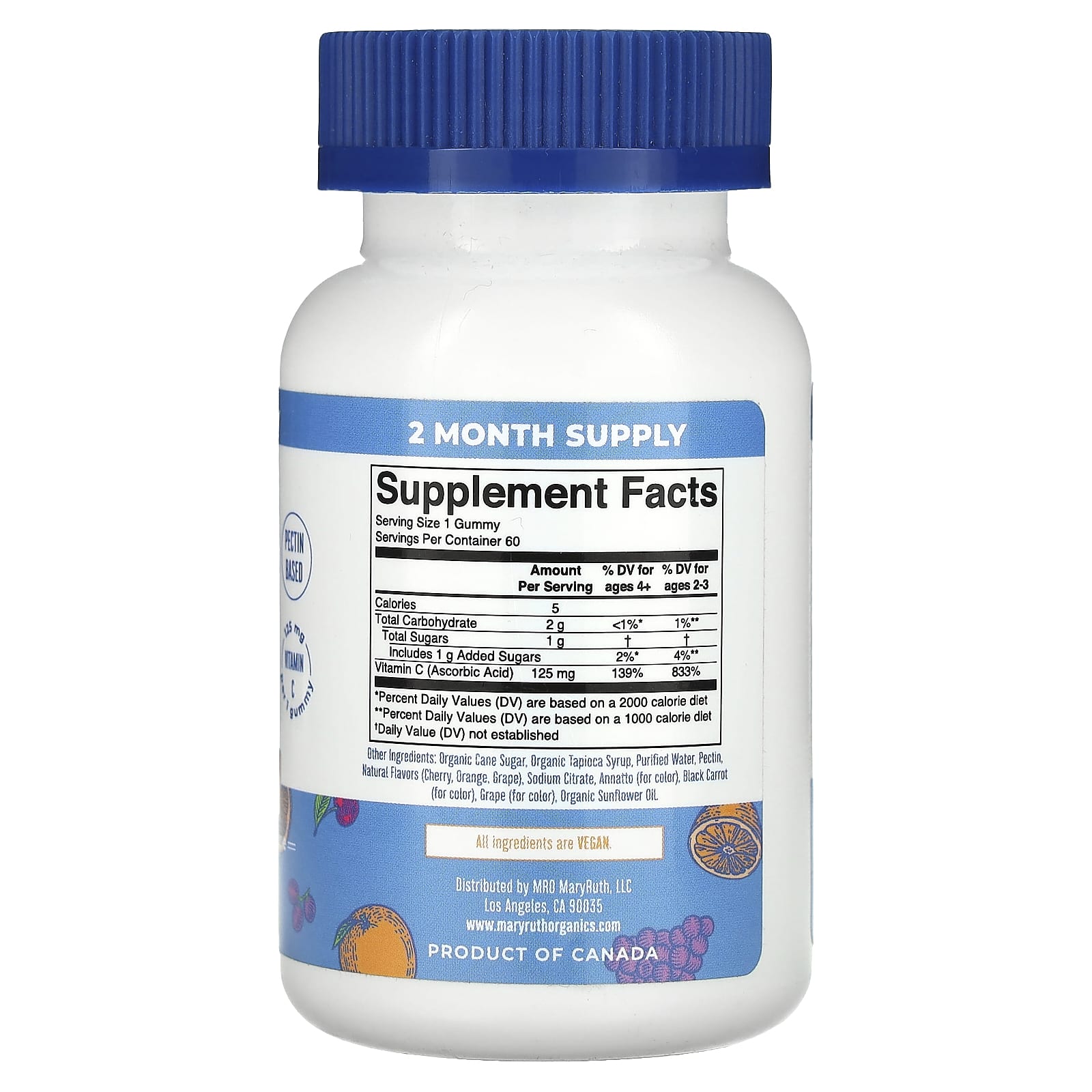 MaryRuth's, Vitamin C Gummies, Cherry, Orange and Grape, 125 mg , 60 Gummies - Image 2