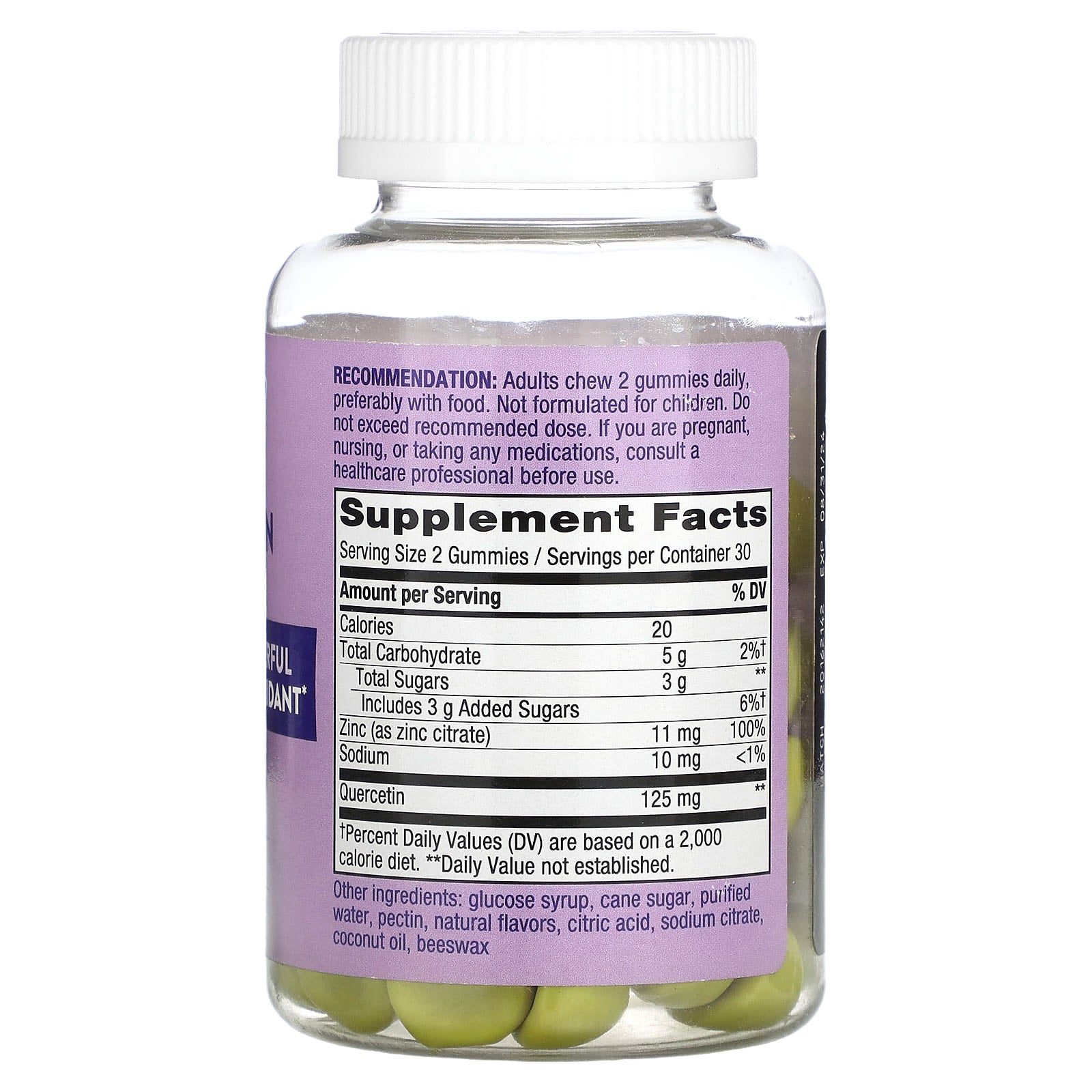 Nature's Way, Quercetin Gummies With Zinc, Lemon, 60 Gummies - Image 2