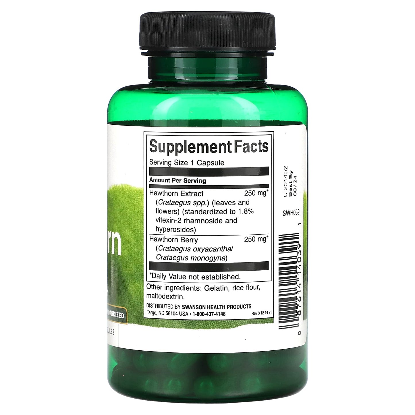 Swanson, Hawthorn, Standardized, 120 Capsules - Image 2