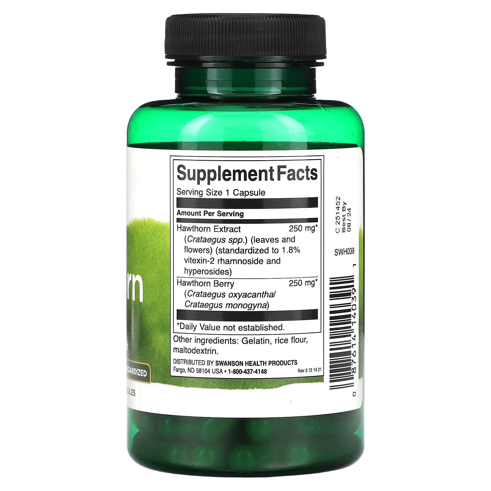 Swanson, Hawthorn, Standardized, 120 Capsules - Image 2