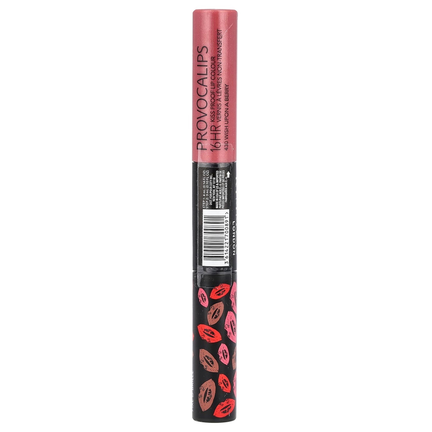 Rimmel London, Provocalips, 16HR Kiss Proof Lip Color, 430 Wish Upon a Berry, 0.14 fl oz (4 ml) / 0.1 fl oz (3 ml) - Image 2