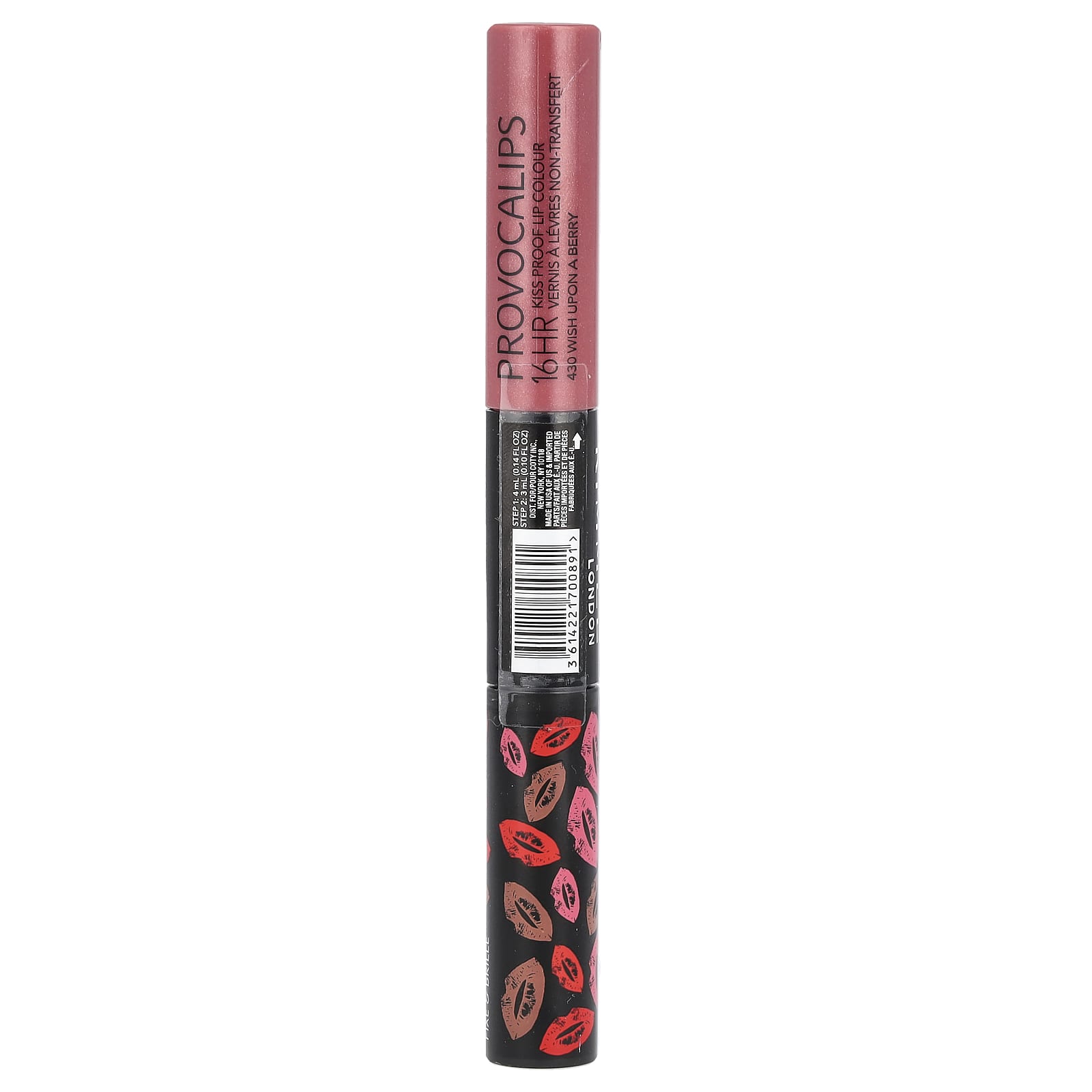 Rimmel London, Provocalips, 16HR Kiss Proof Lip Color, 430 Wish Upon a Berry, 0.14 fl oz (4 ml) / 0.1 fl oz (3 ml) - Image 2