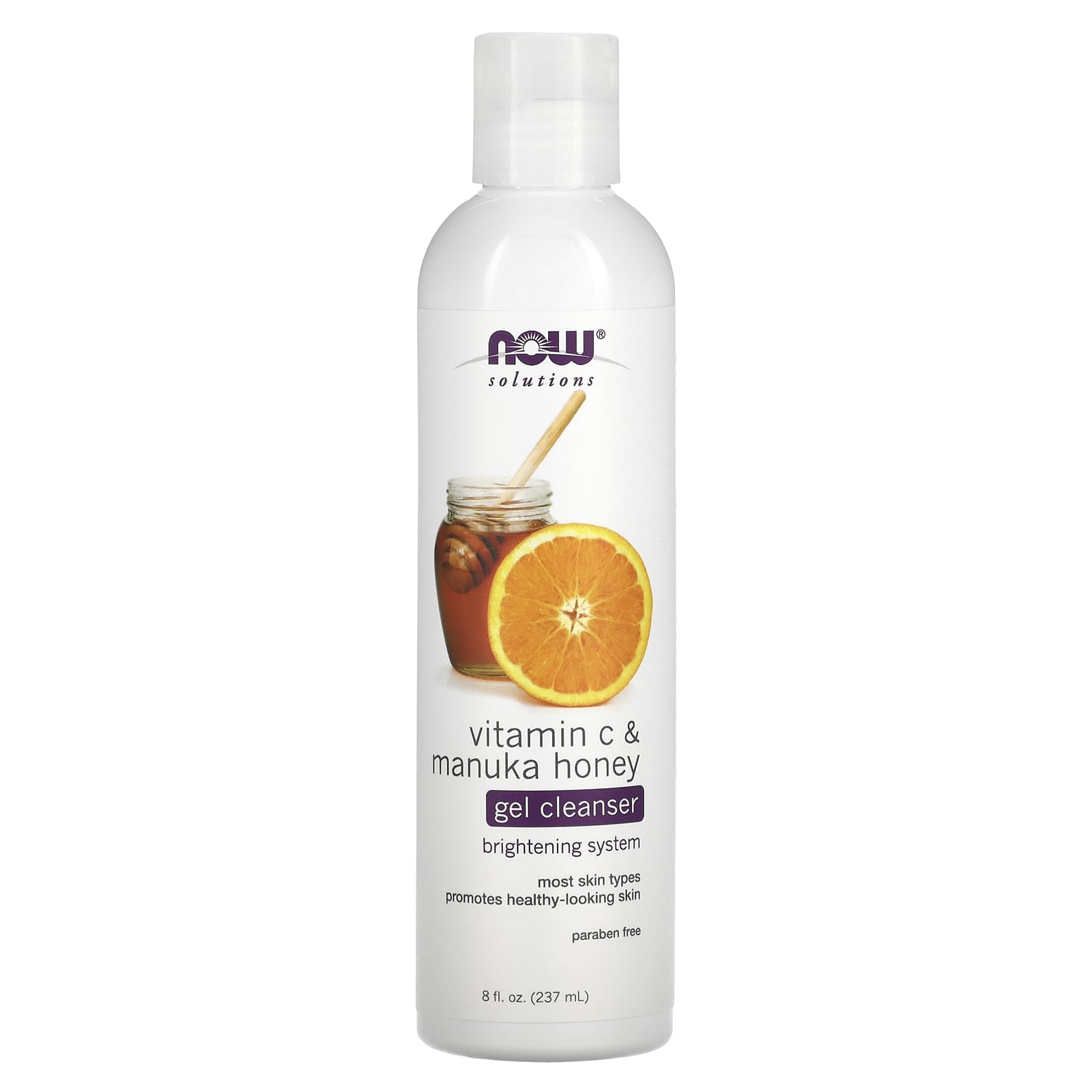 NOW Foods, Solutions, Gel Cleanser, Vitamin C & Manuka Honey, 8 fl oz (237 ml) - Image 1