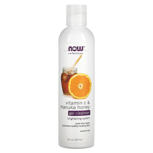NOW Foods, Solutions, Gel Cleanser, Vitamin C & Manuka Honey, 8 fl oz (237 ml) - Image 1