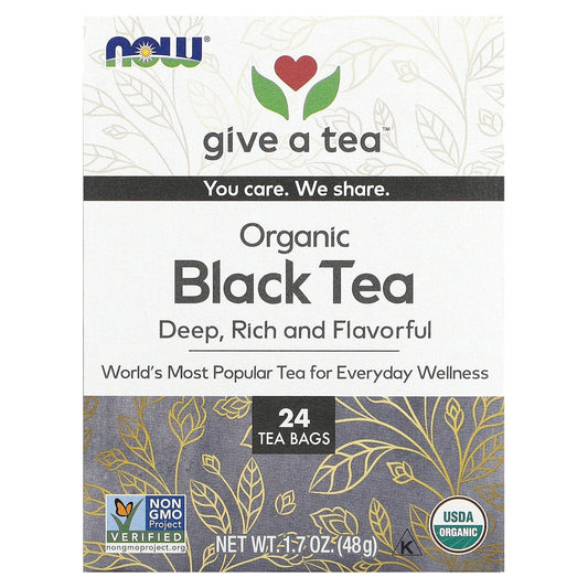 NOW Foods, Organic Black Tea, 24 Tea Bags, 1.7 oz (48 g) - Image 1