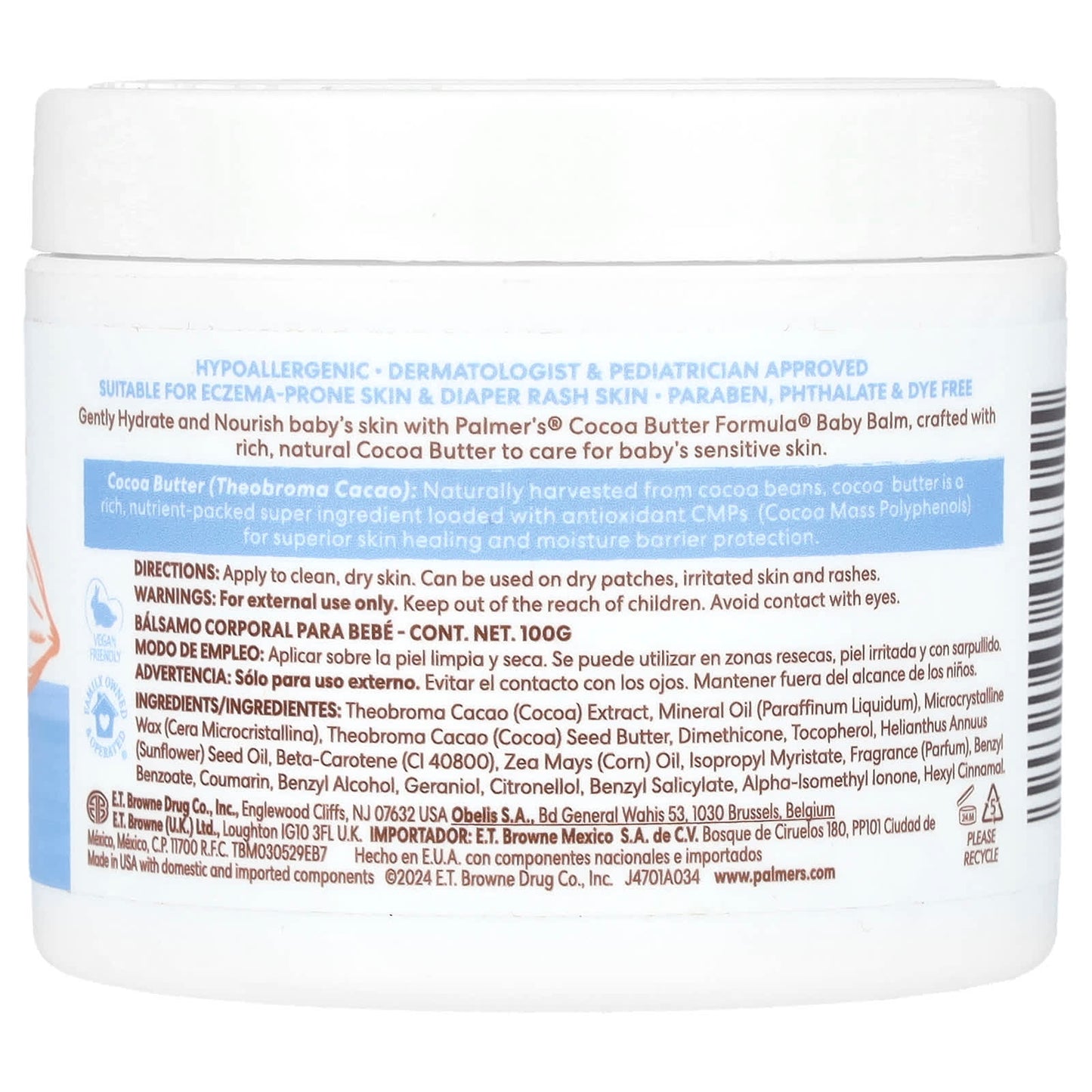 Palmer's, Baby, Cocoa Butter Formula® with Vitamin E, Cocoa Butter Baby Balm, 3.5 oz (100 g) - Image 2