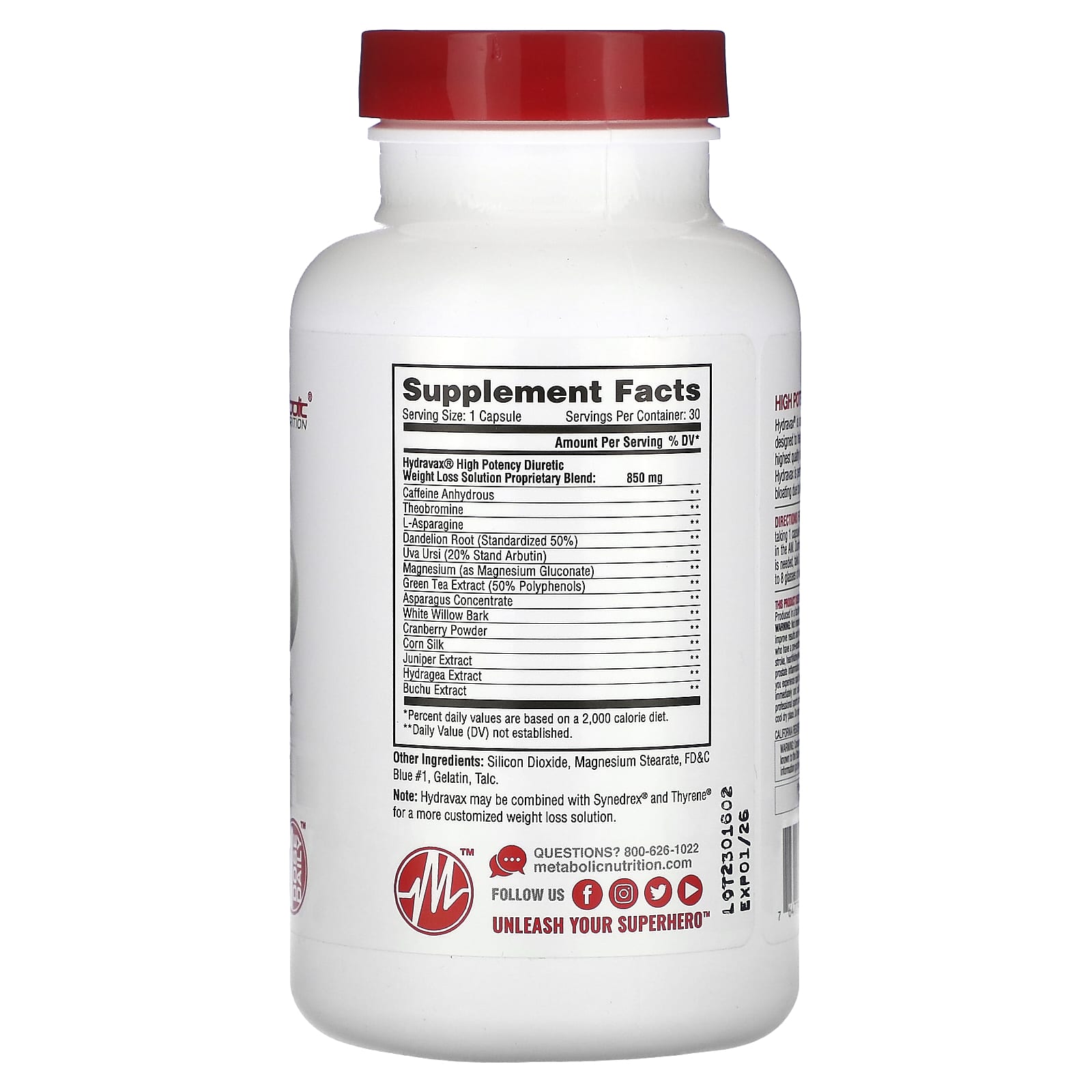 Metabolic Nutrition, Hydravax, 30 Capsules - Image 2