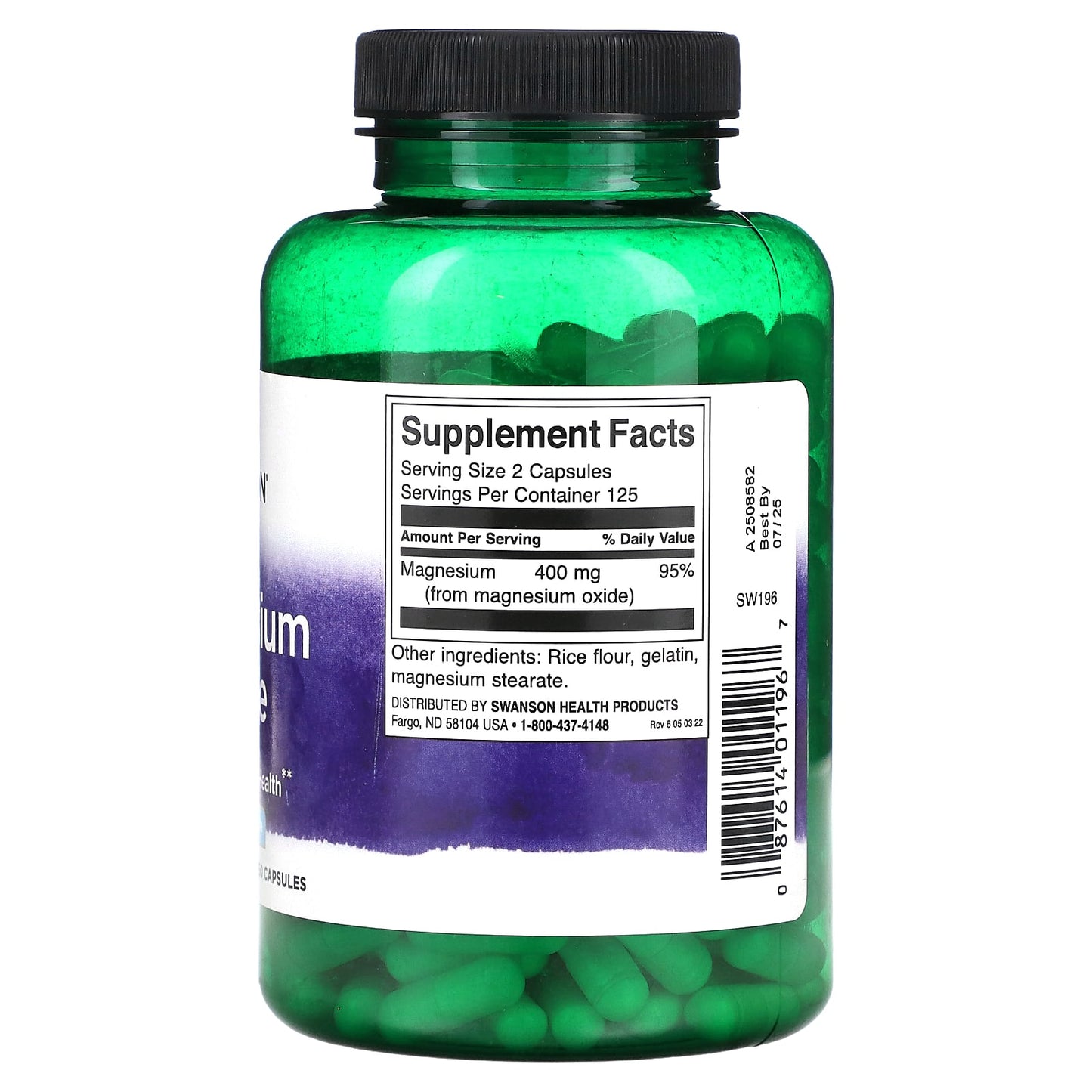 Swanson, Magnesium Oxide, 250 Capsules (200 mg per Capsule) - Image 2