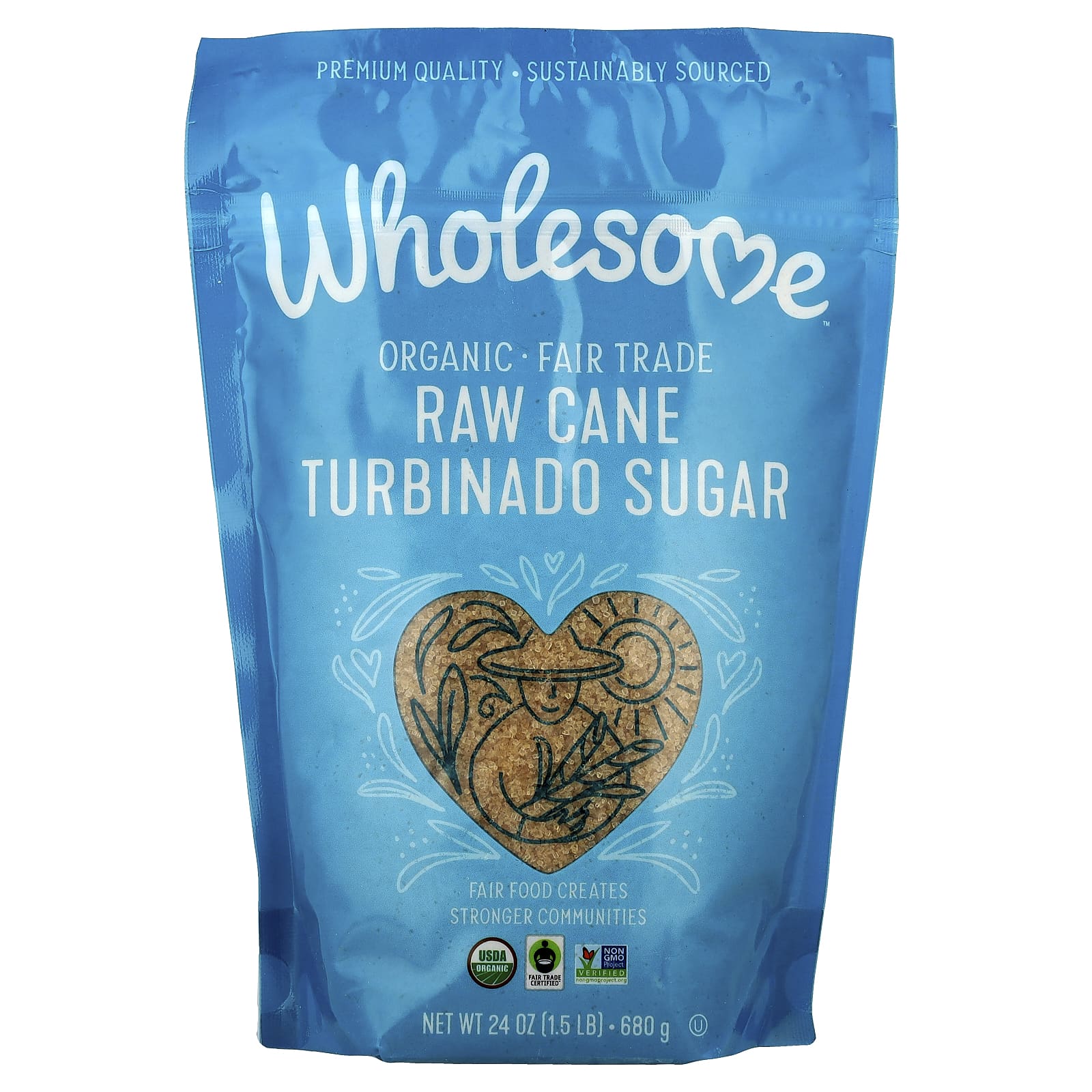 Wholesome Sweeteners, Organic Raw Cane Turbinado Sugar, 1.5 lbs (680 g) - Image 1