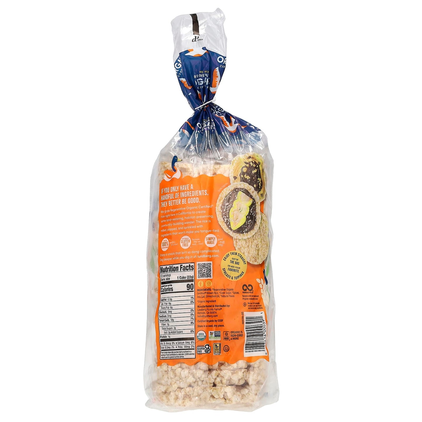 Lundberg, Organic Brown Rice Cakes, Cinnamon Toast, 9.5 oz (269 g) - Image 2