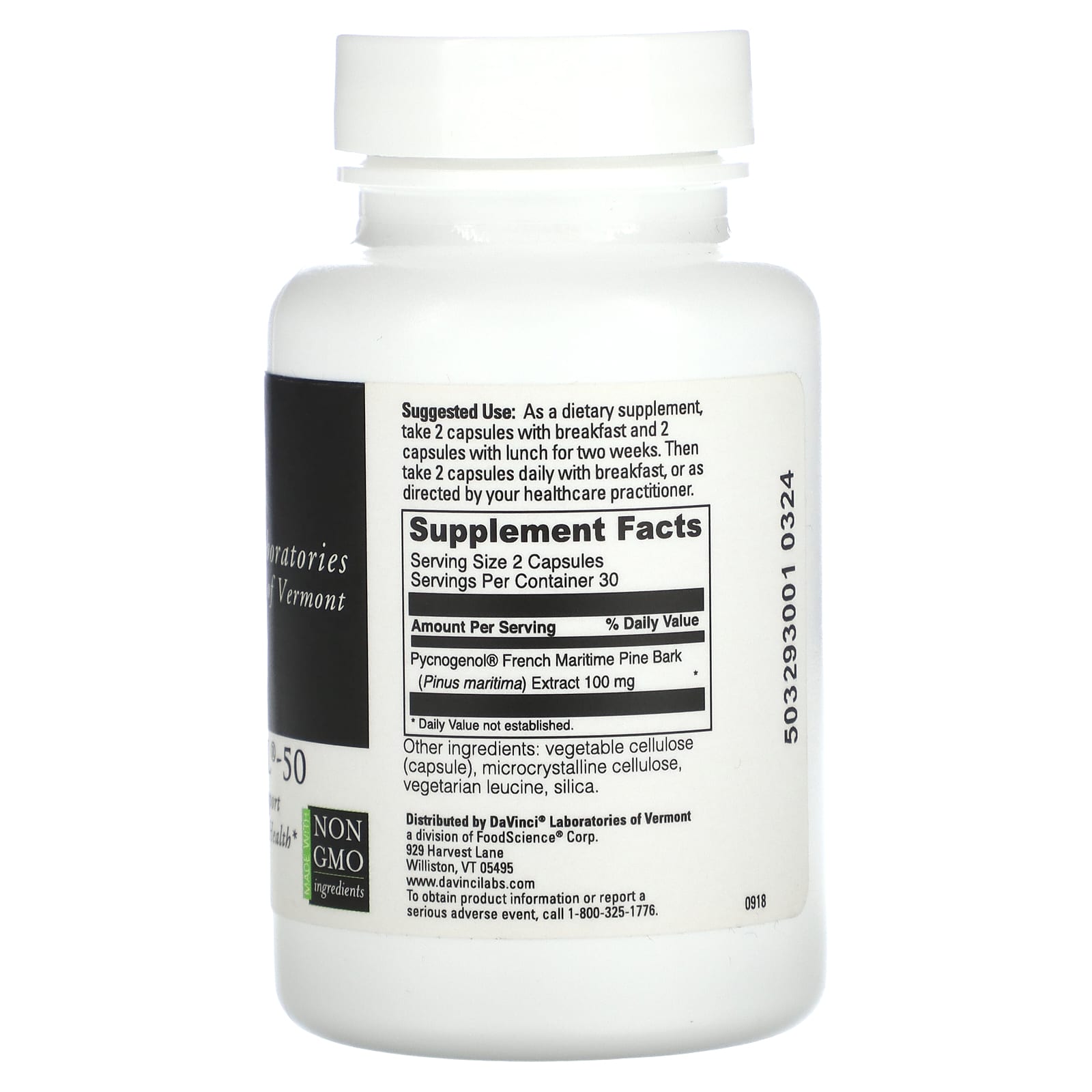 DaVinci Laboratories Pycnogenol-50 60 Capsules for Vascular Health - Image 2