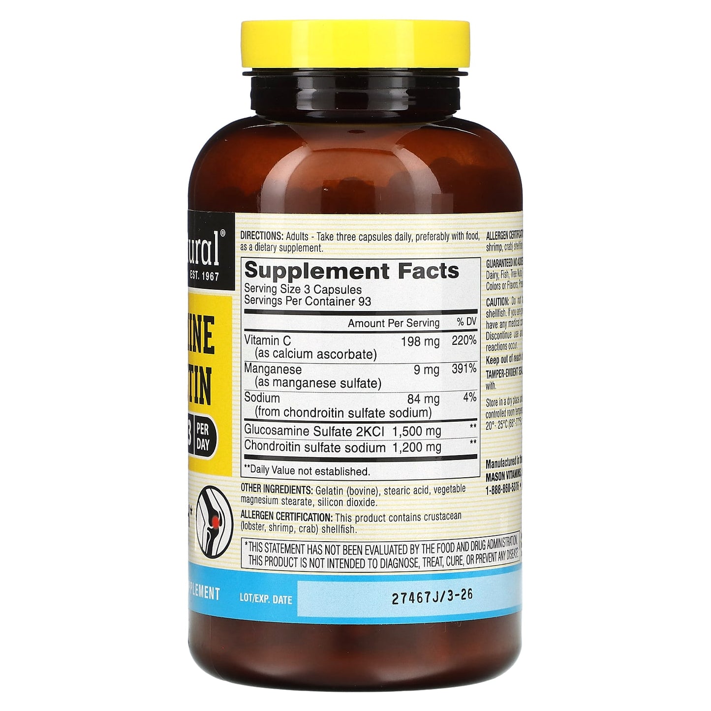 Mason Natural, Glucosamine Chondroitin, 280 Capsules - Image 2