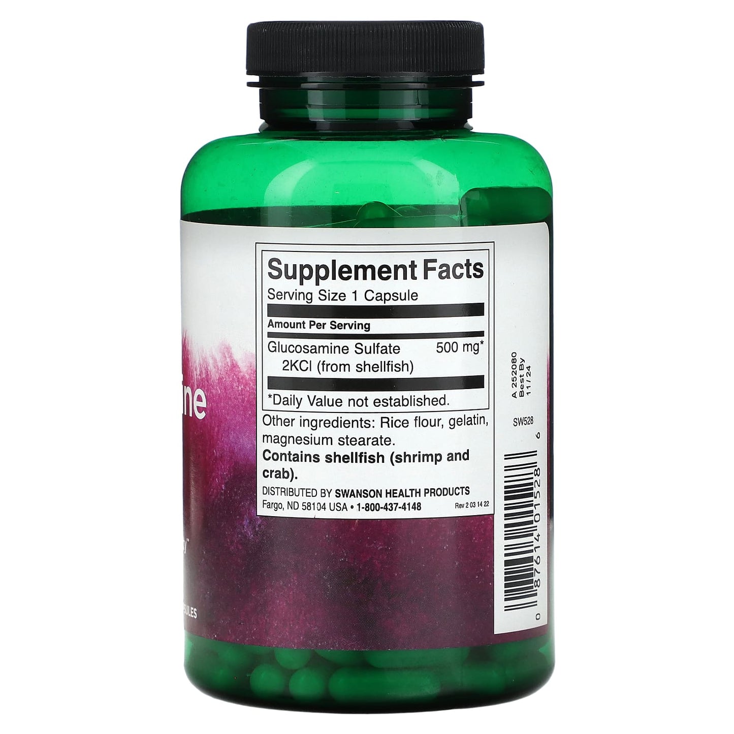 Swanson, Glucosamine Sulfate 2KCI, 500 mg, 250 Capsules - Image 2