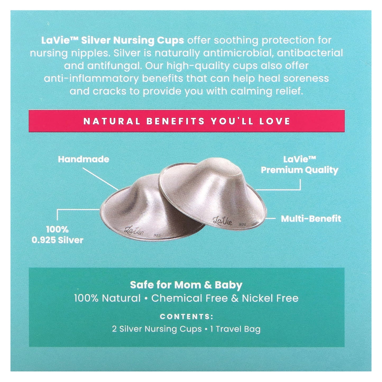 LaVie, Soothing Silver Nursing Cups, Healing Tool, Size 2, 3 Piece Set - Image 2