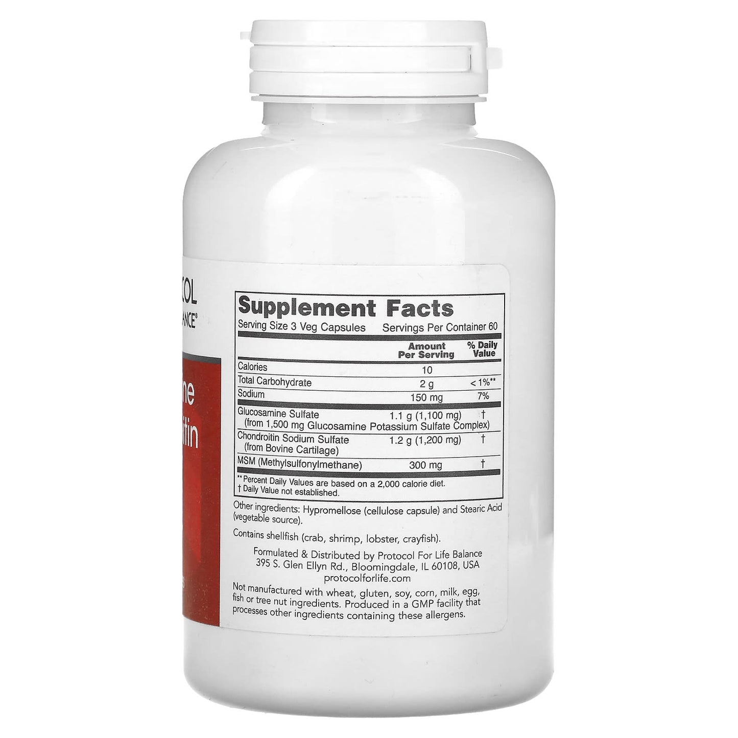 Protocol for Life Balance, Glucosamine & Chondroitin with MSM, 180 Veg Capsules - Image 2