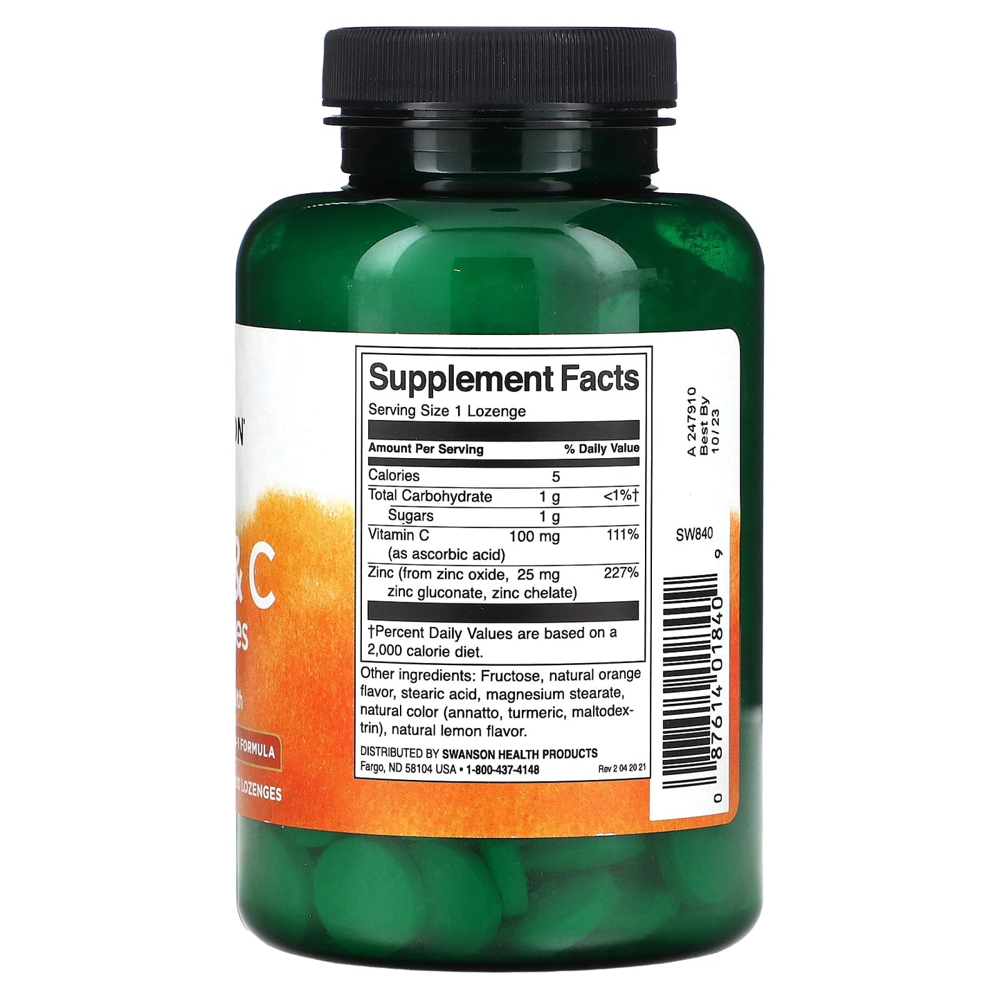 Swanson, Zinc & C Lozenges, Orange & Lemon, 200 Lozenges - Image 2