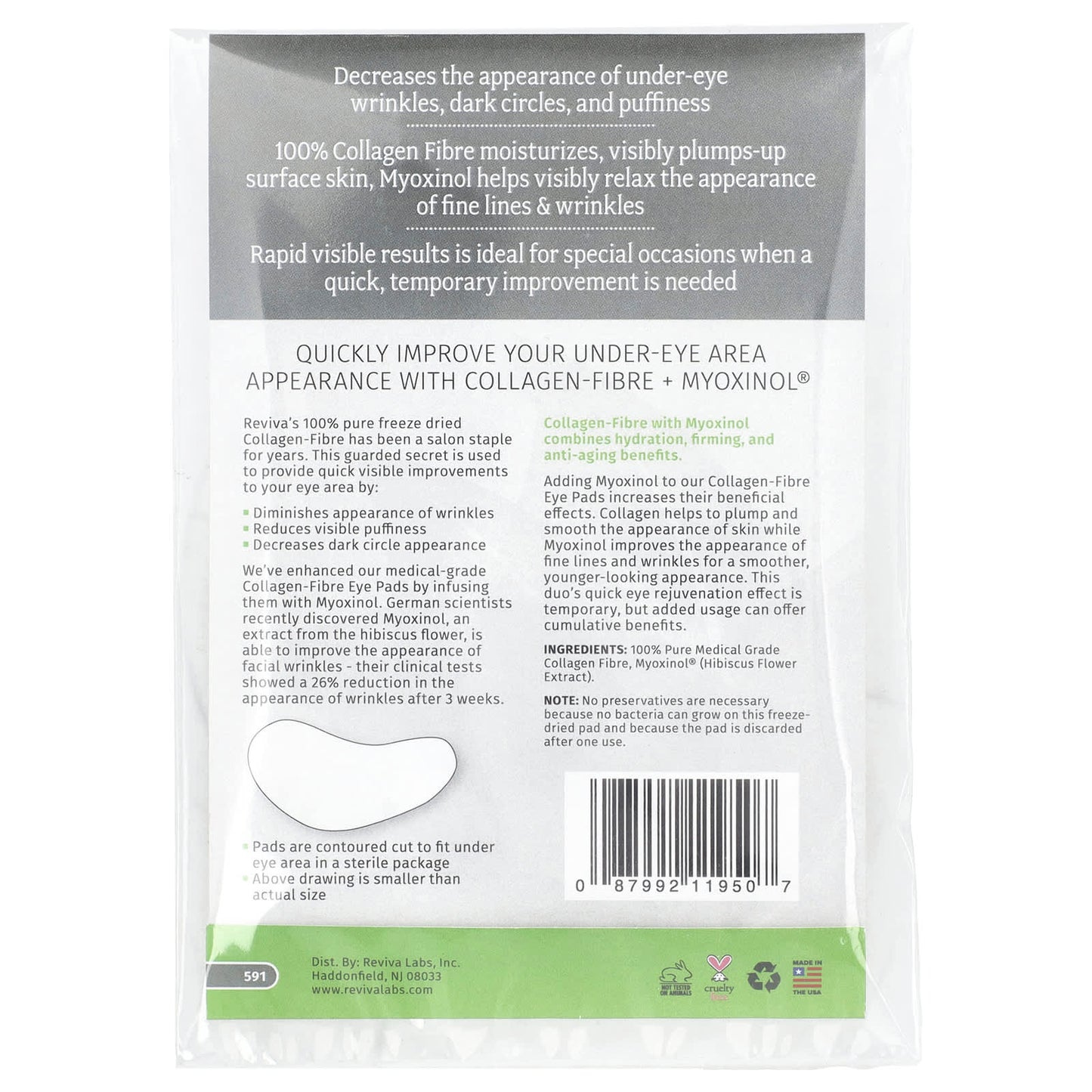 Reviva Labs, Collagen-Fibre Eye Pads, All Skin Types, 3 Sets - Image 2