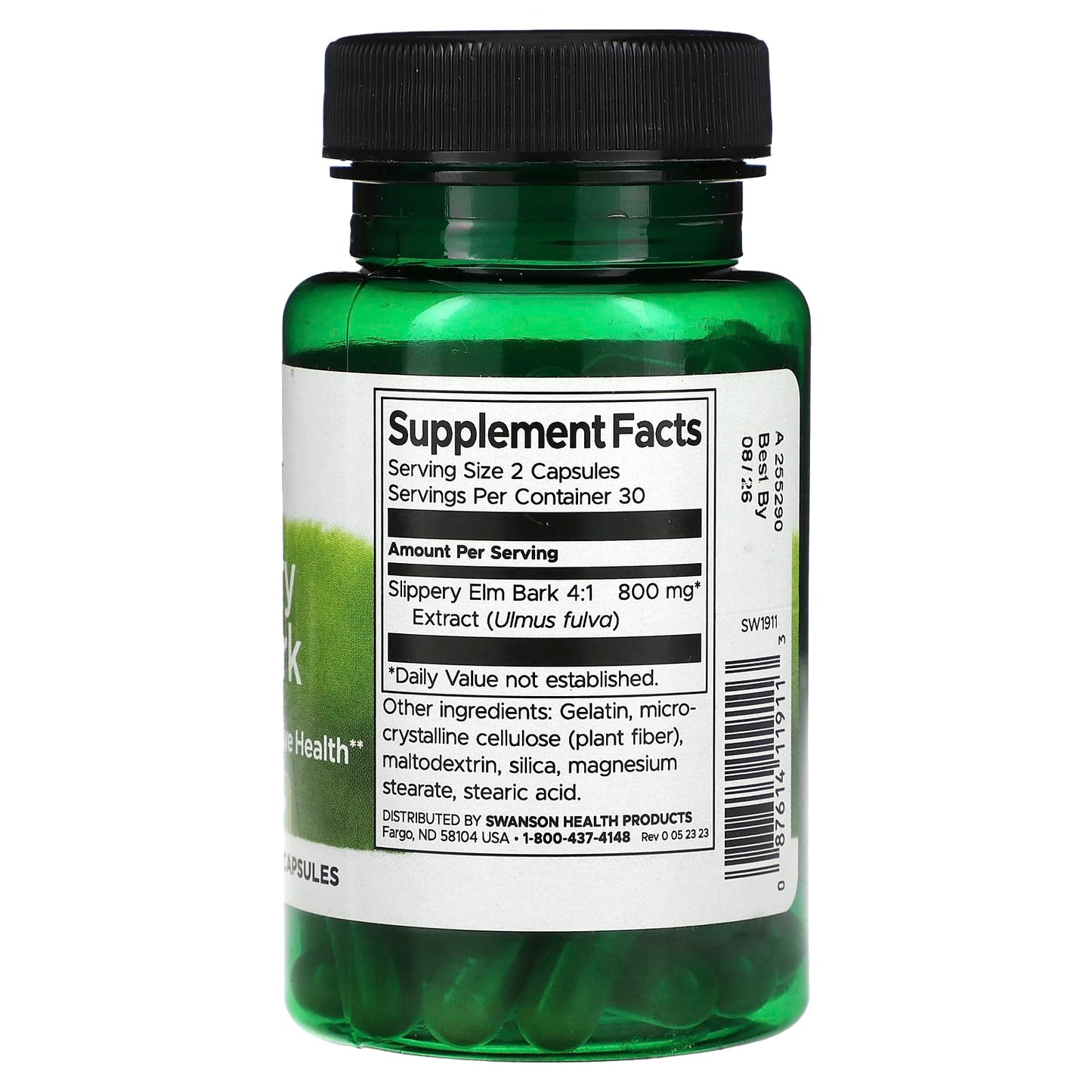Swanson, Slippery Elm Bark , 400 mg , 60 Capsules - Image 2