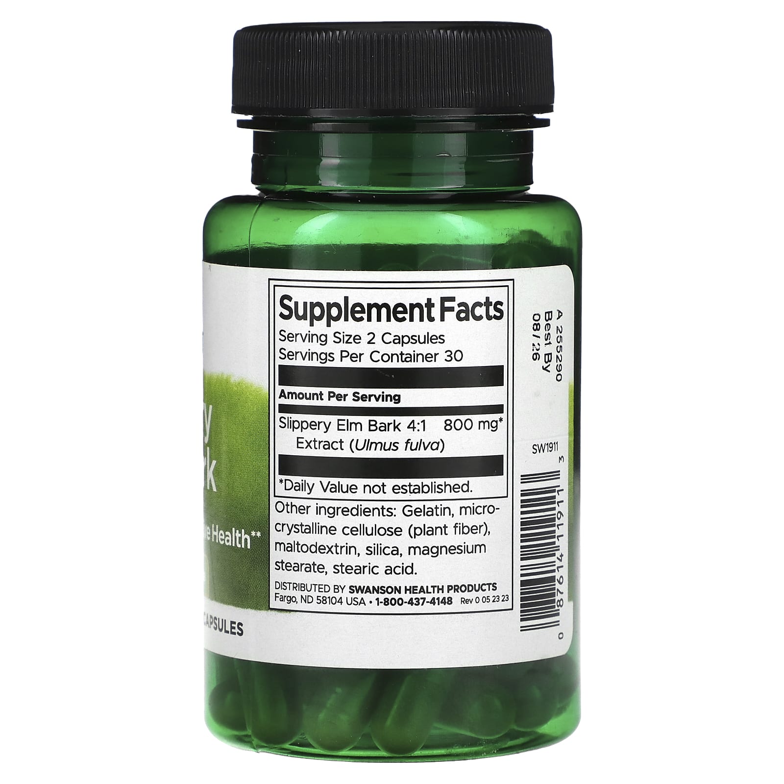 Swanson, Slippery Elm Bark , 400 mg , 60 Capsules - Image 2