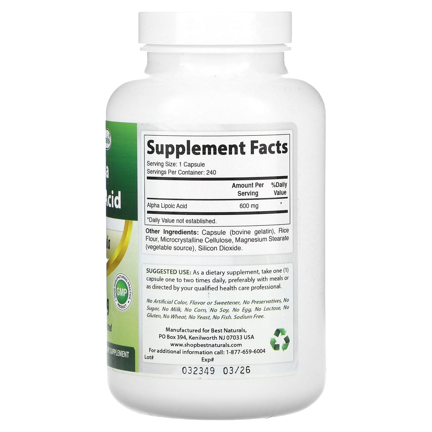 Alpha Lipoic Acid 600mg - 240 Capsules - Liver & Metal Detox - Image 2