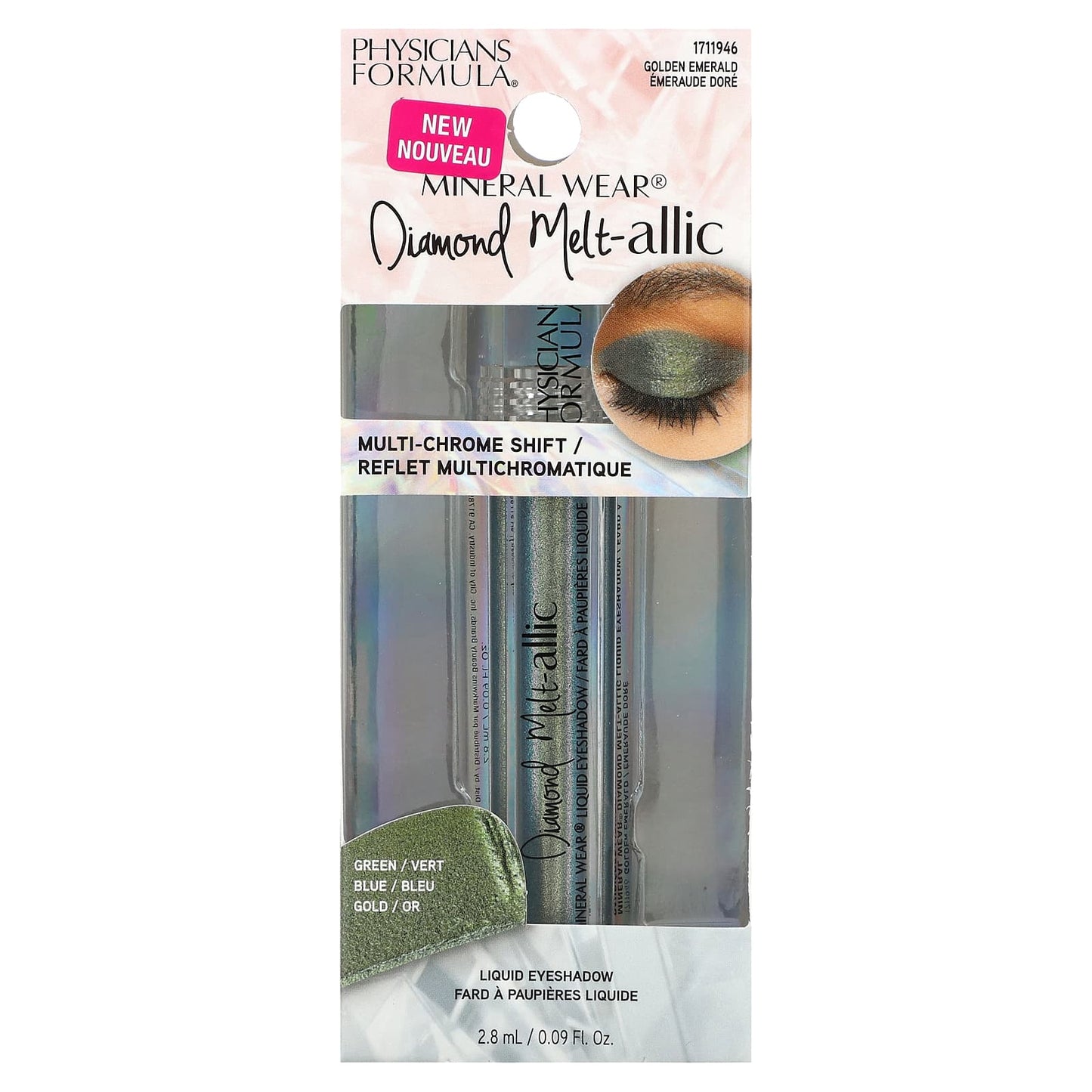 Physicians Formula, Mineral Wear, Diamond Melt-allic Liquid Eyeshadow, 1711946 Golden Emerald, 0.09 fl oz (2.8 ml) - Image 2