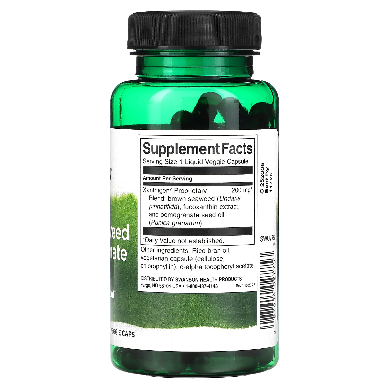 Swanson, Xanthigen Brown Seaweed & Pomegranate Blend, 200 mg, 90 Liquid Veggie Caps - Image 2